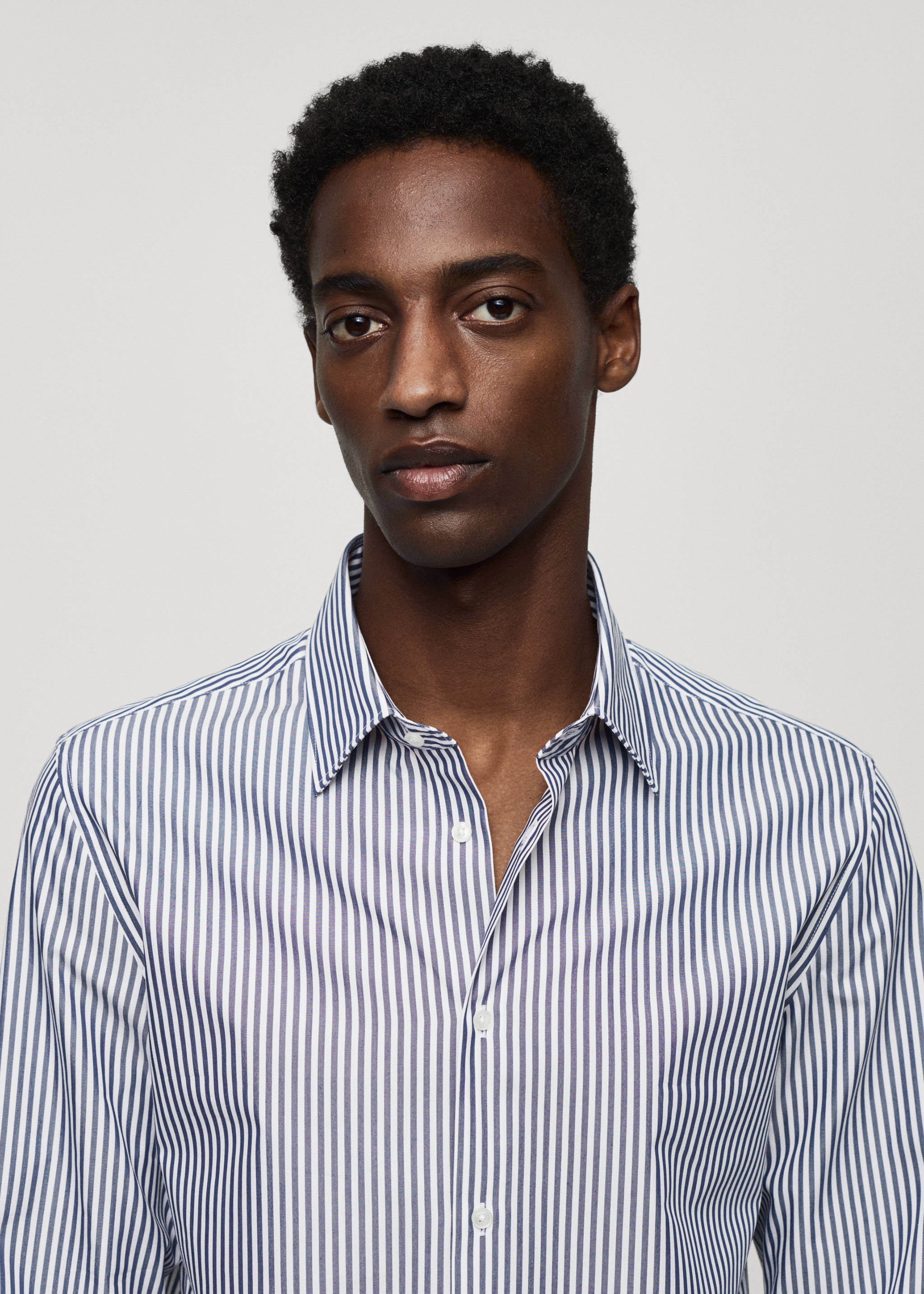 Slim-fit striped Coolmax® shirt - Details of the article 1