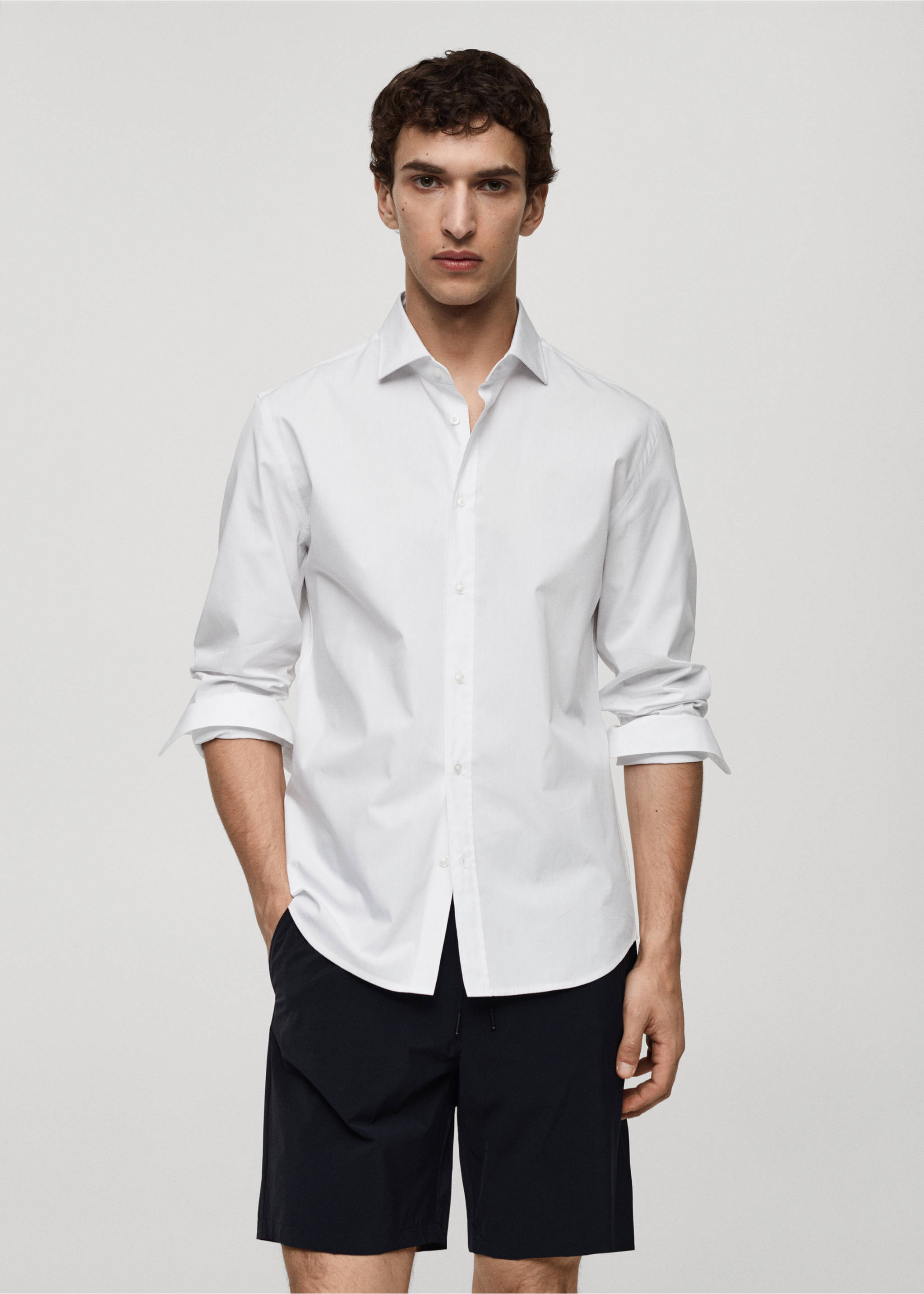 Camisa algodón Coolmax® - Plano medio, Blanco. Ref: 67024450-00.