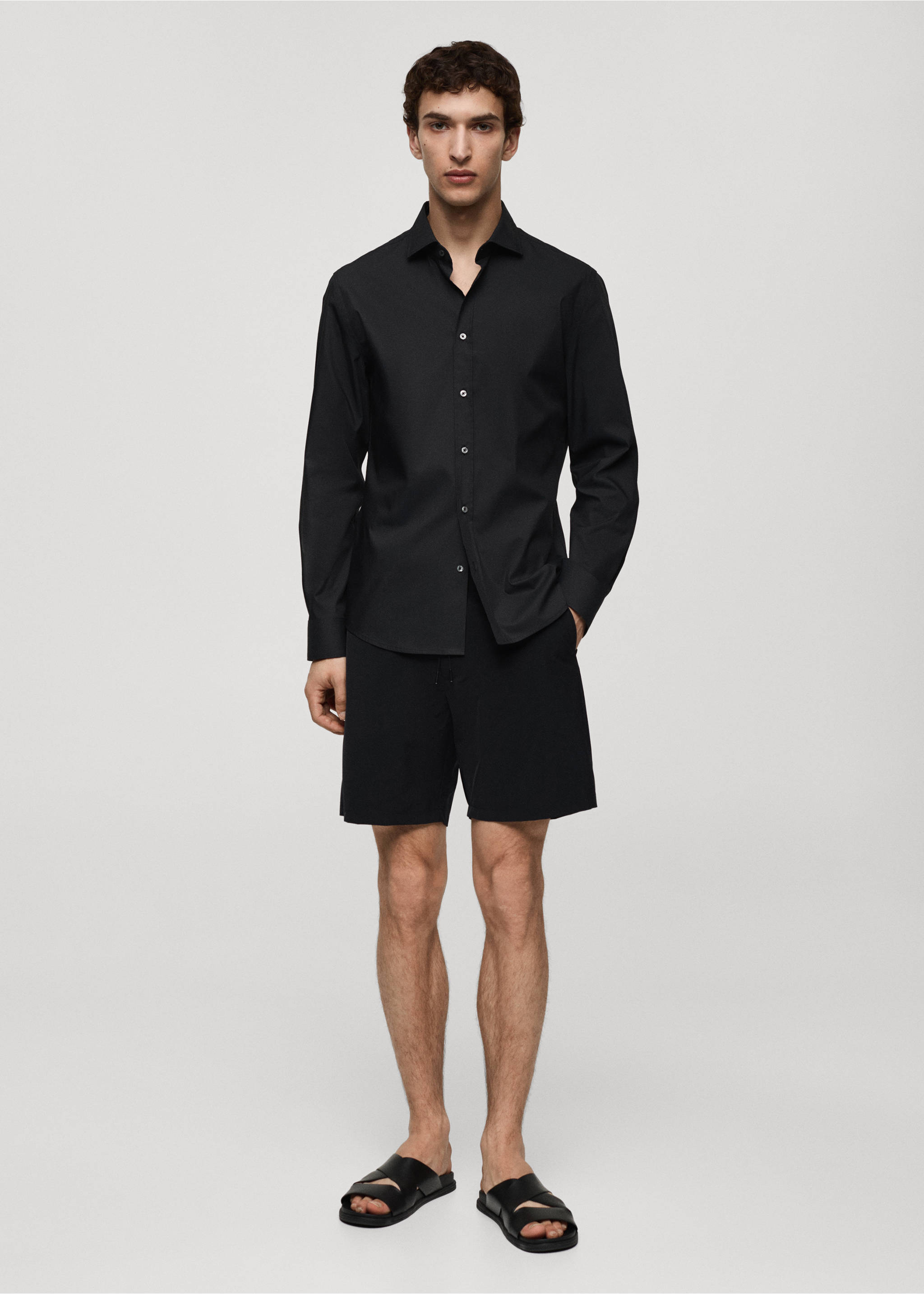 Camisa algodón Coolmax® - Plano general, Negro. Ref: 67024450-00.