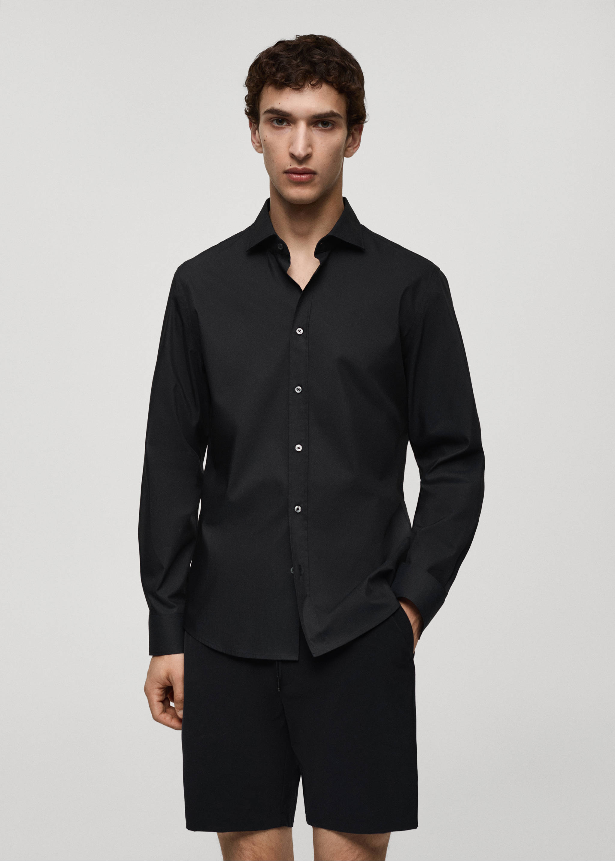 Camisa algodón Coolmax® - Plano medio, Negro. Ref: 67024450-00.