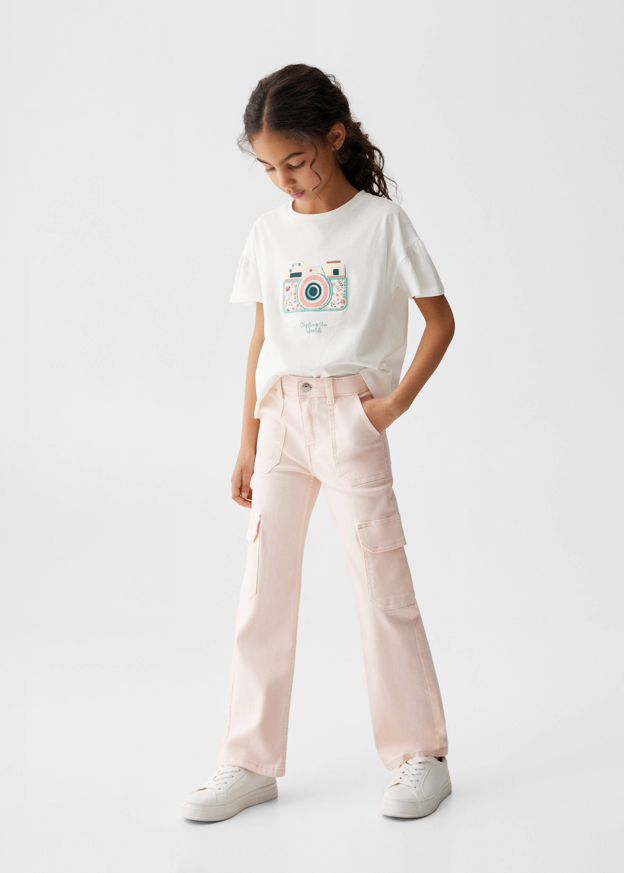 Embroidered details print t-shirt - Tampilan Umum