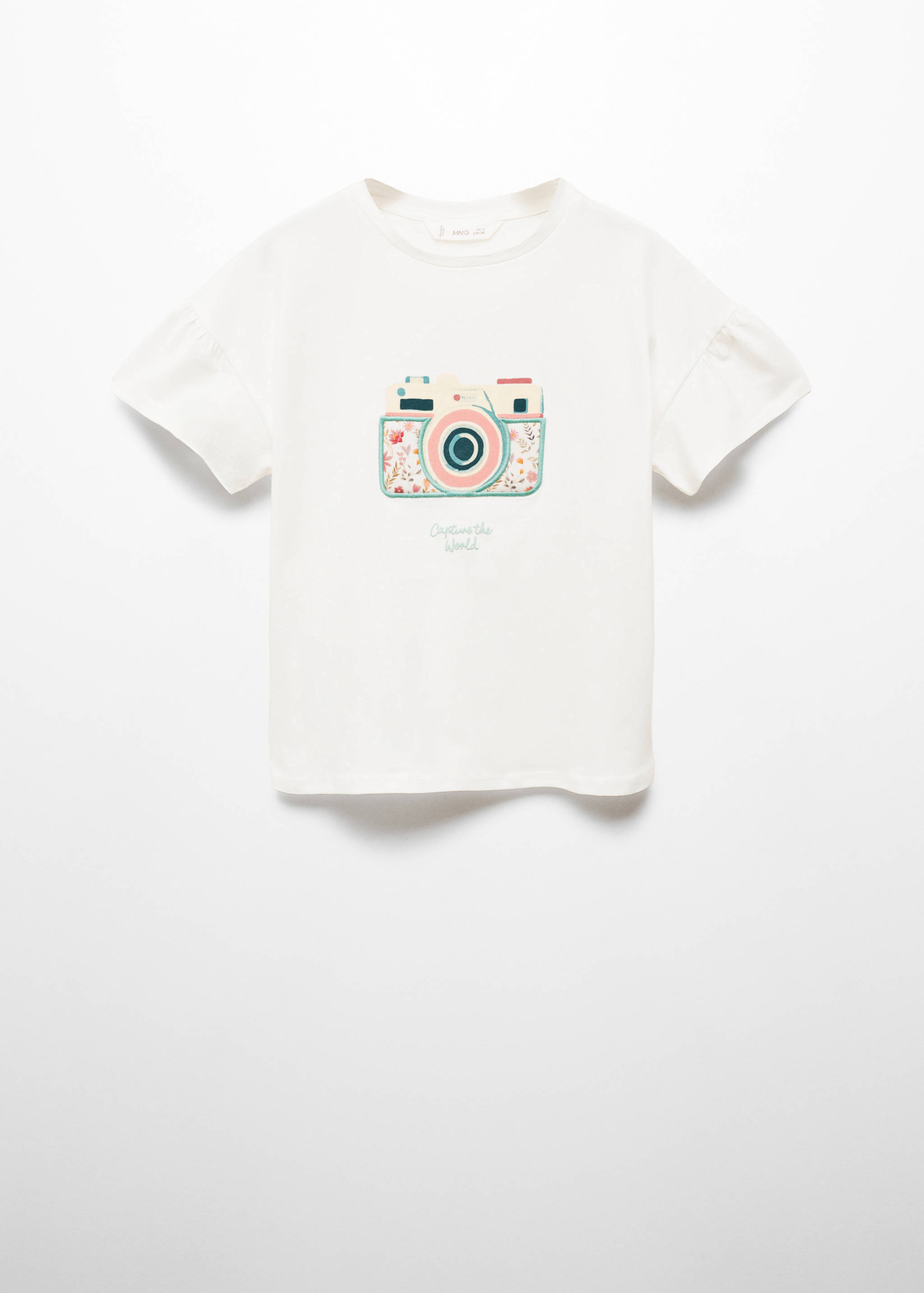 Embroidered details print t-shirt - Barang tanpa model