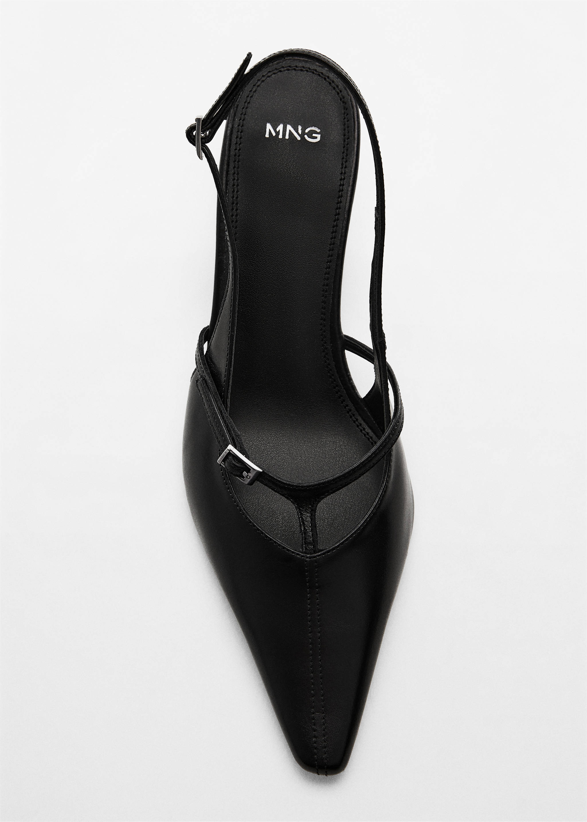 Leather heeled slingback shoes with buckles - Details of the article 5