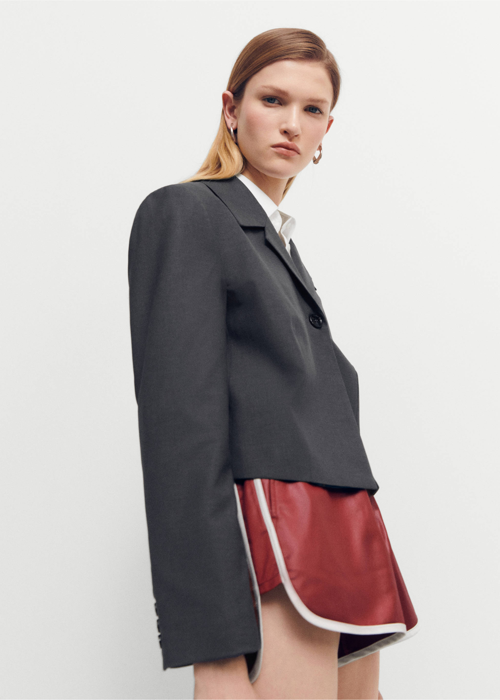 Cropped wool jacket - Medium plane, Grey. Ref: 67024482-00.