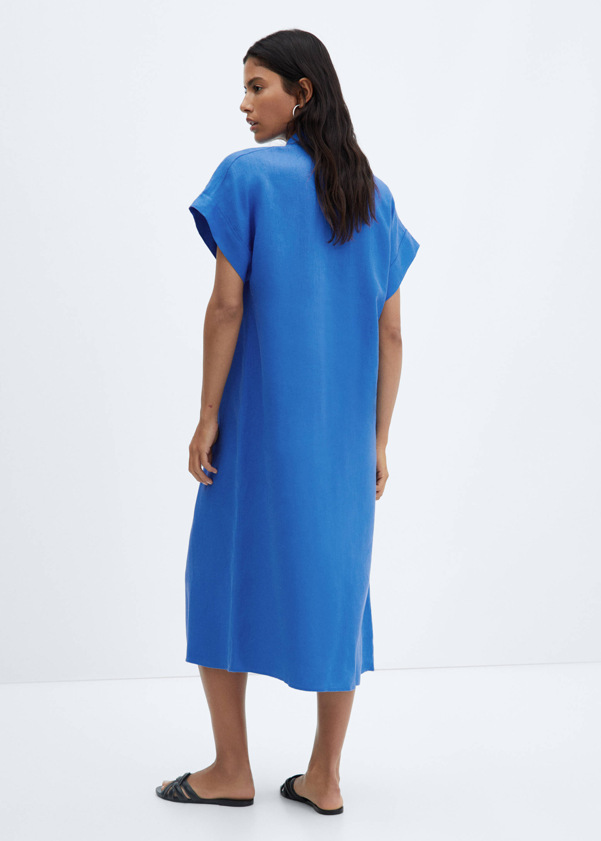 Vestido camisero lino - Reverso del artículo