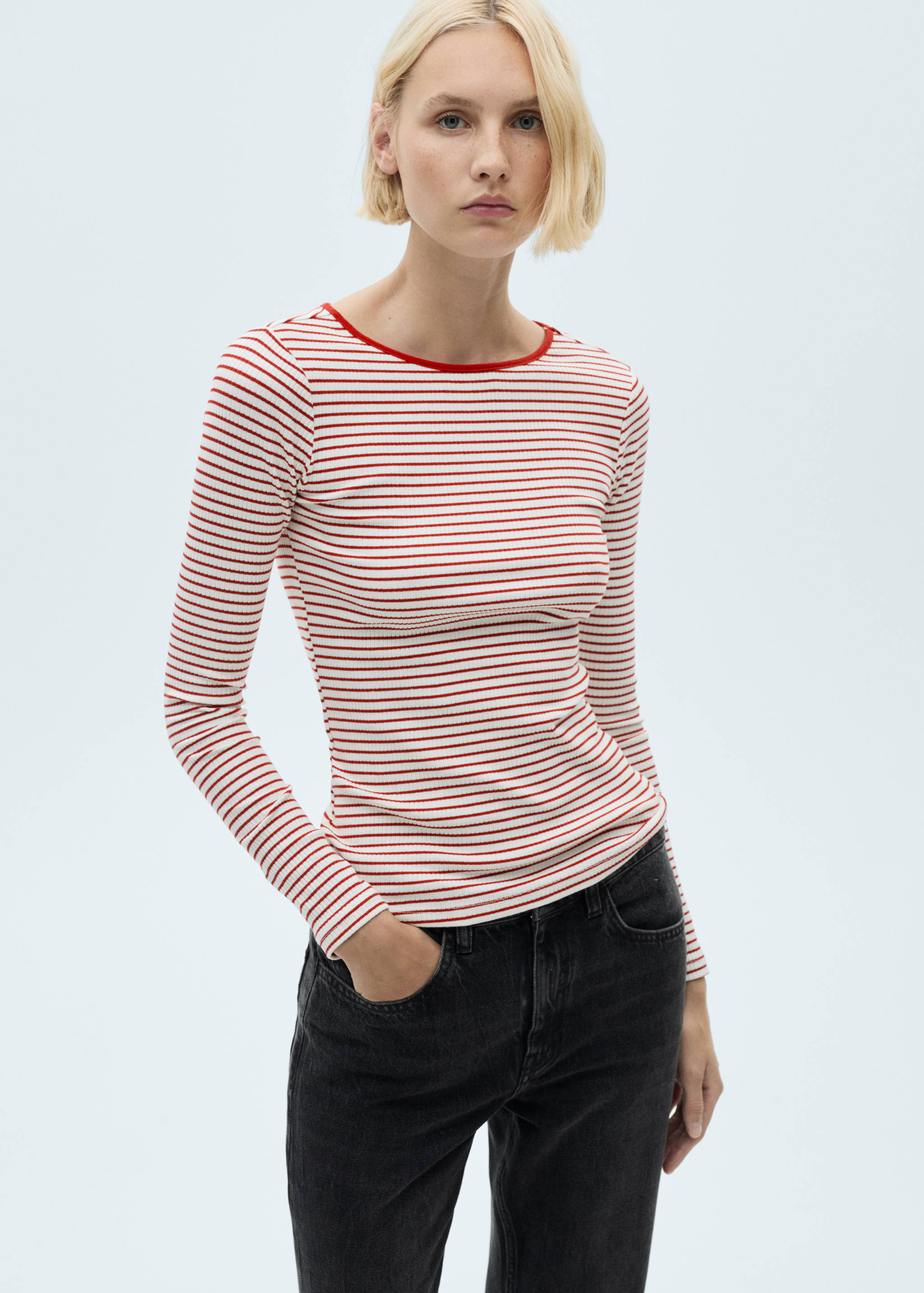 Striped rib T-shirt - Medium plane