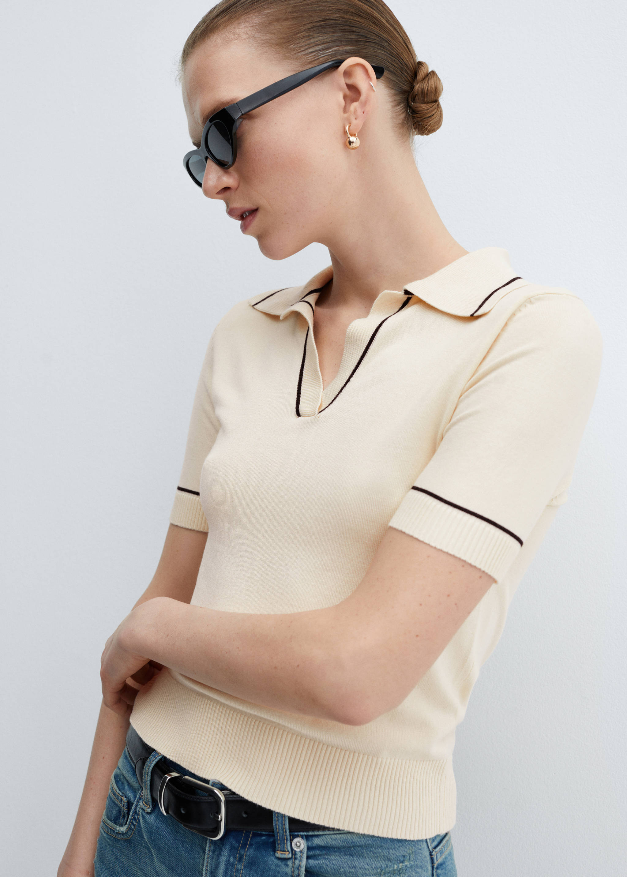 Jersey punto cuello polo - Plano medio