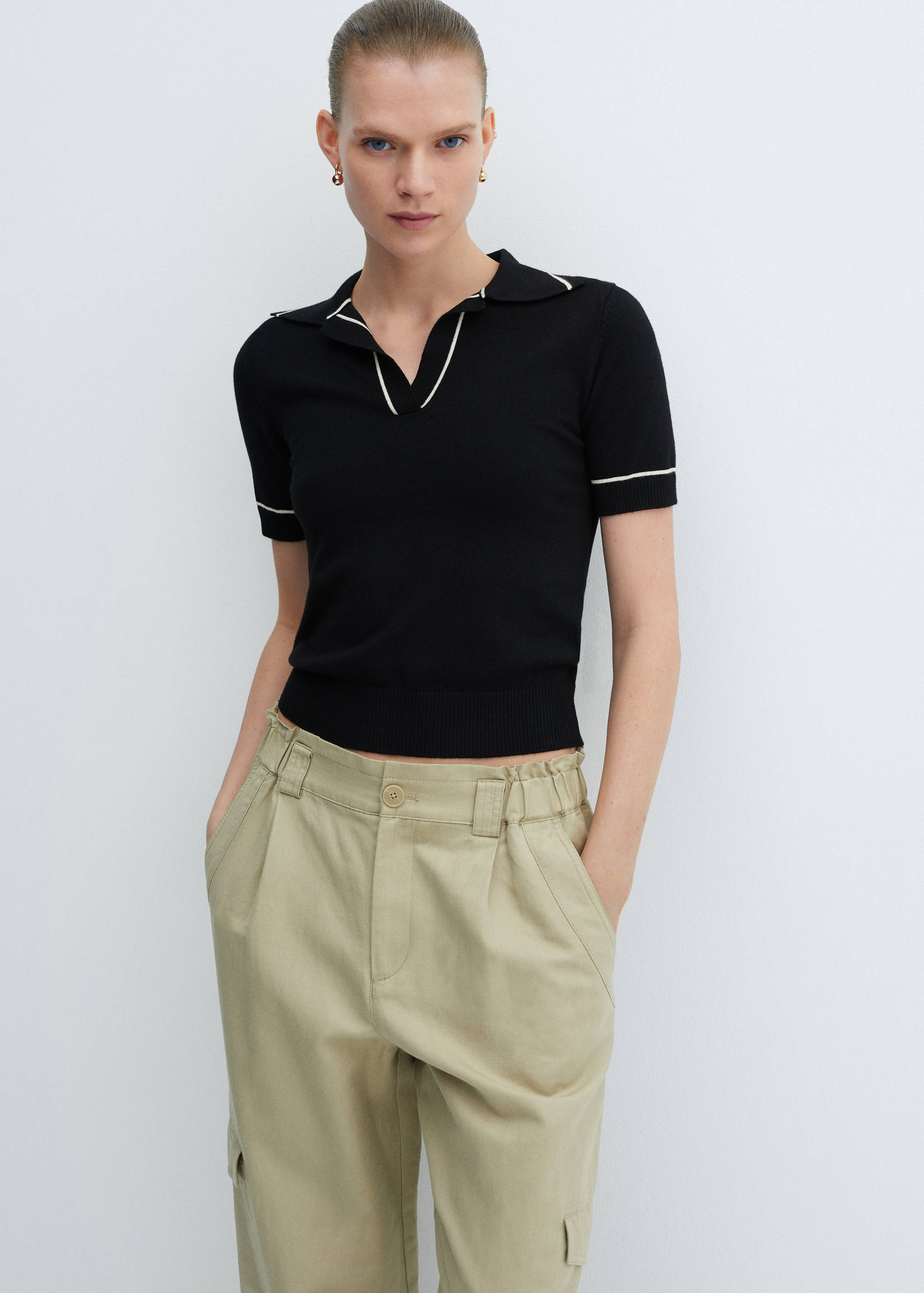 Jersey punto cuello polo - Plano medio