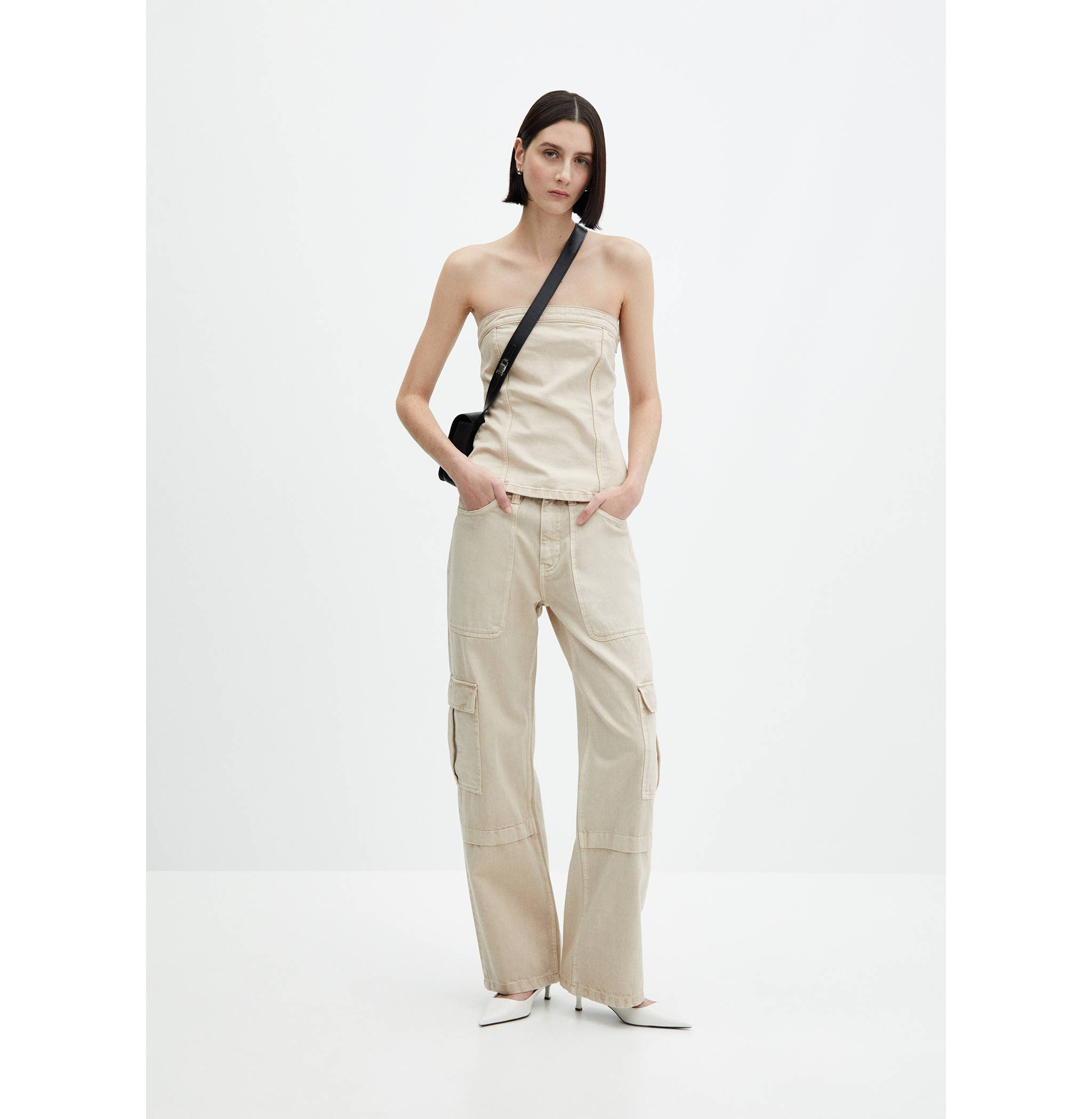 Denim strapless top - General plane