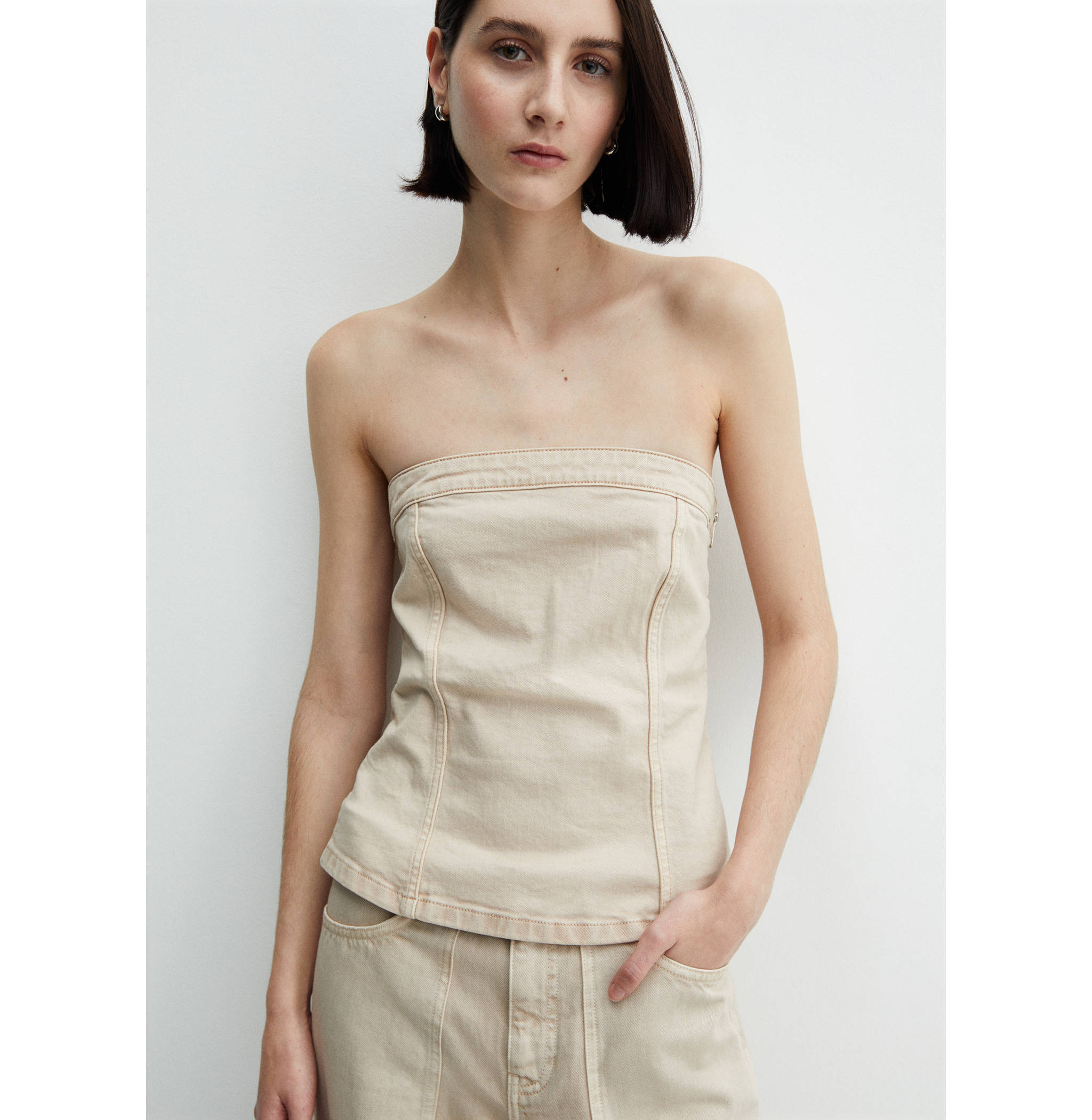 Denim strapless top - Medium plane