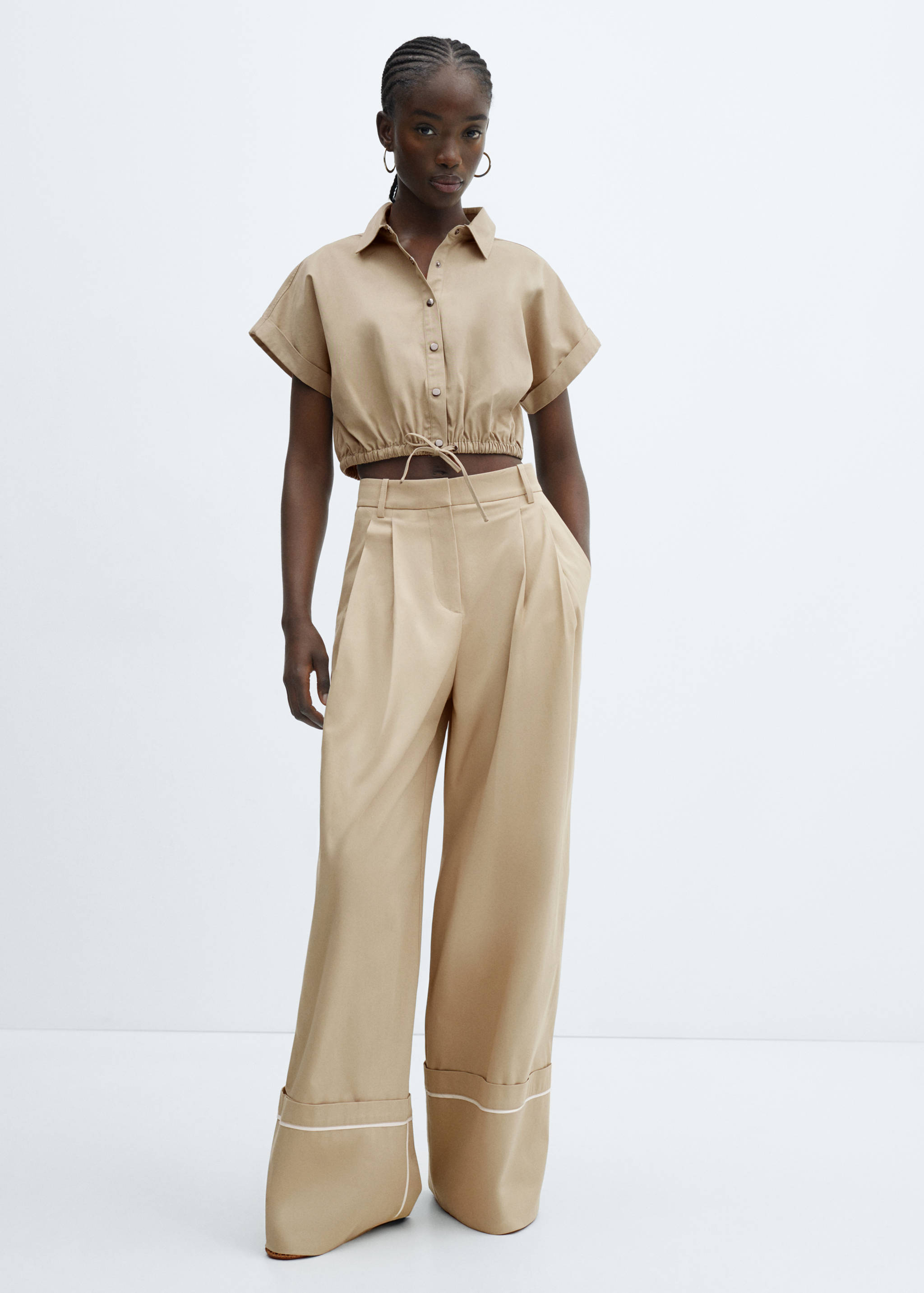 Cotton pleated pants - General plane