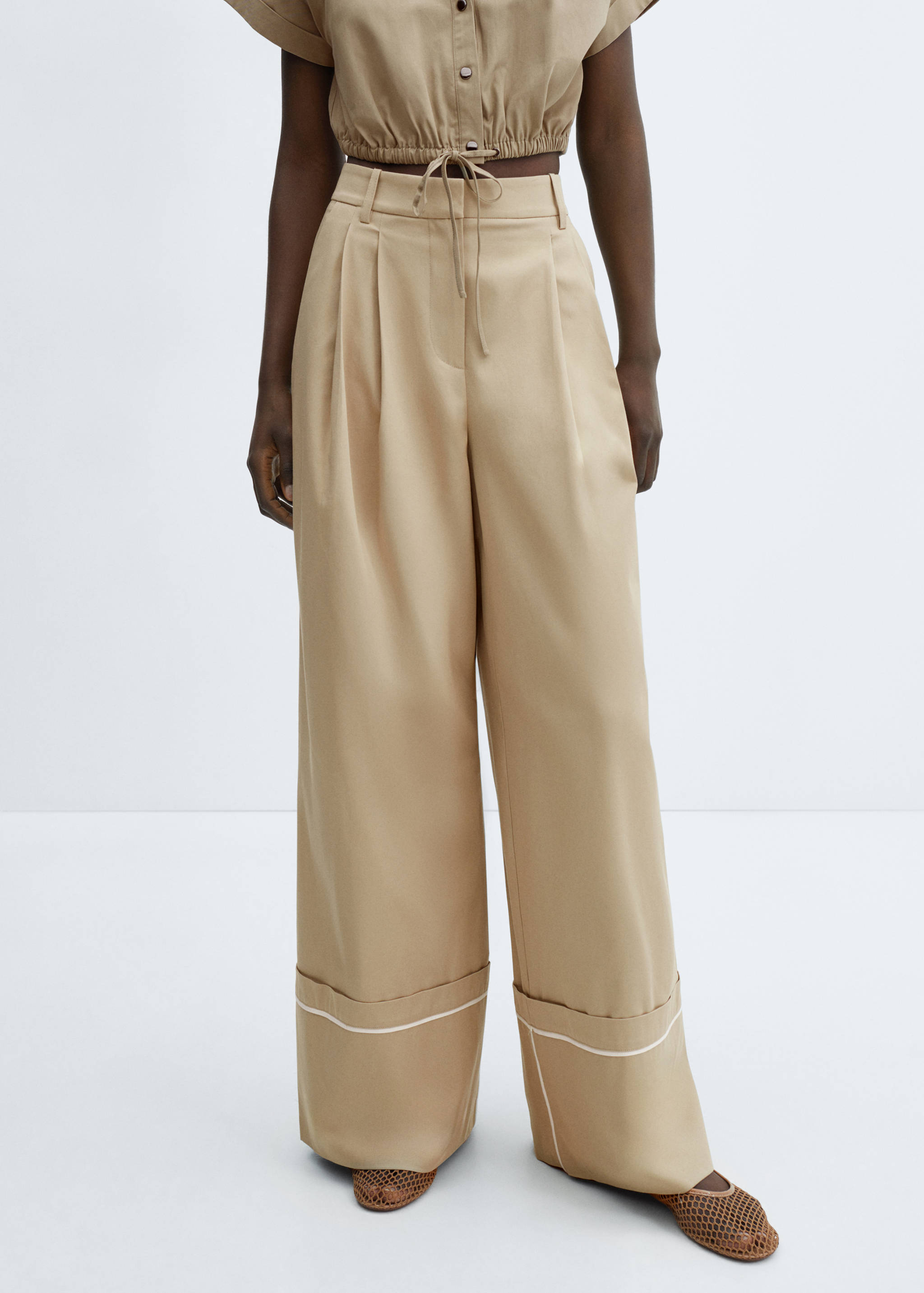 Cotton pleated pants - Medium plane