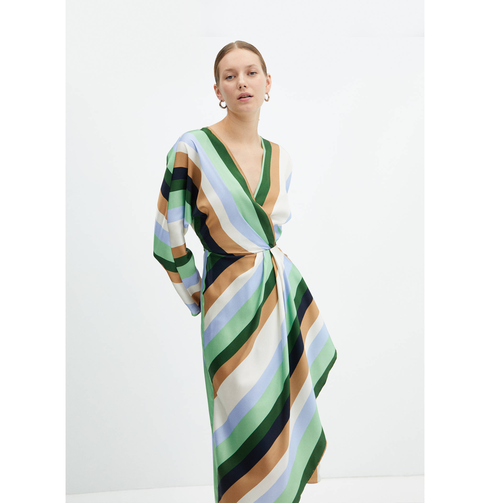 Striped satin dress - Medium plane