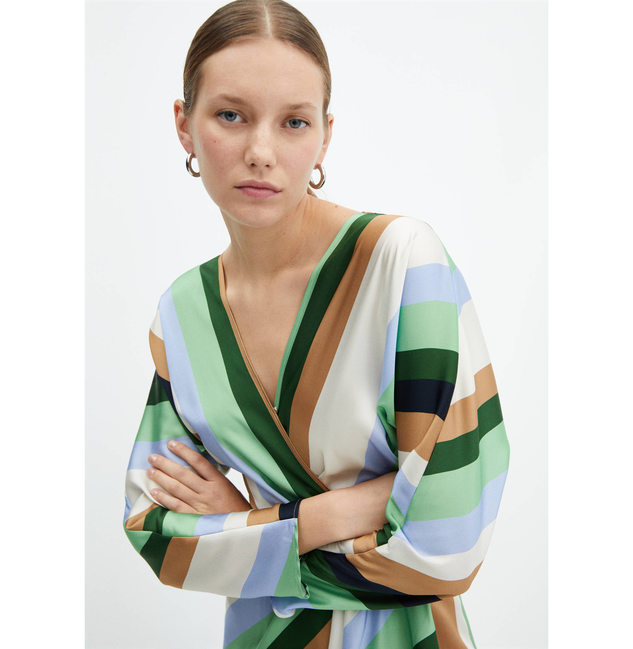 Striped satin dress - Details of the article 1