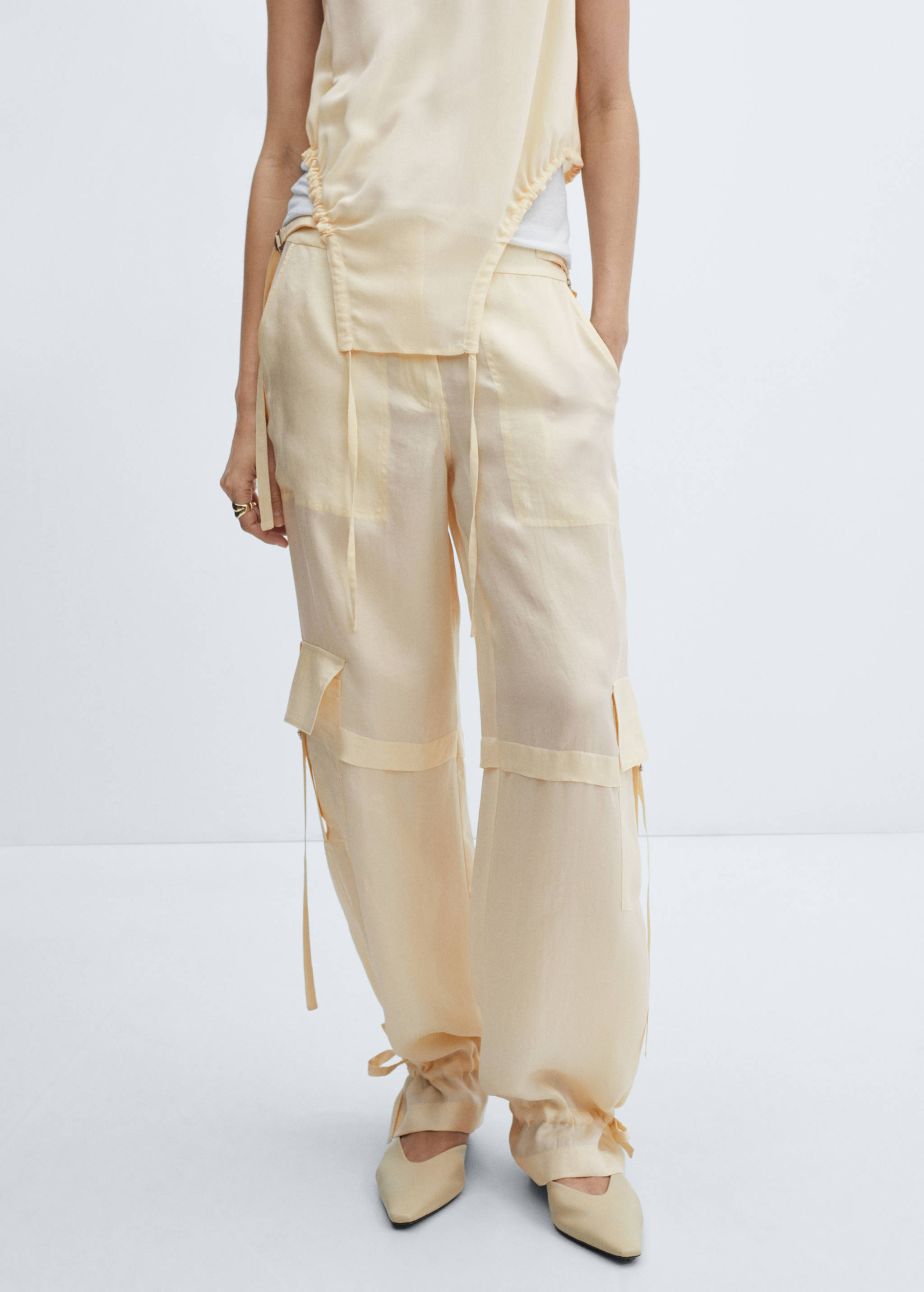 Lyocell cargo trousers - Medium plane