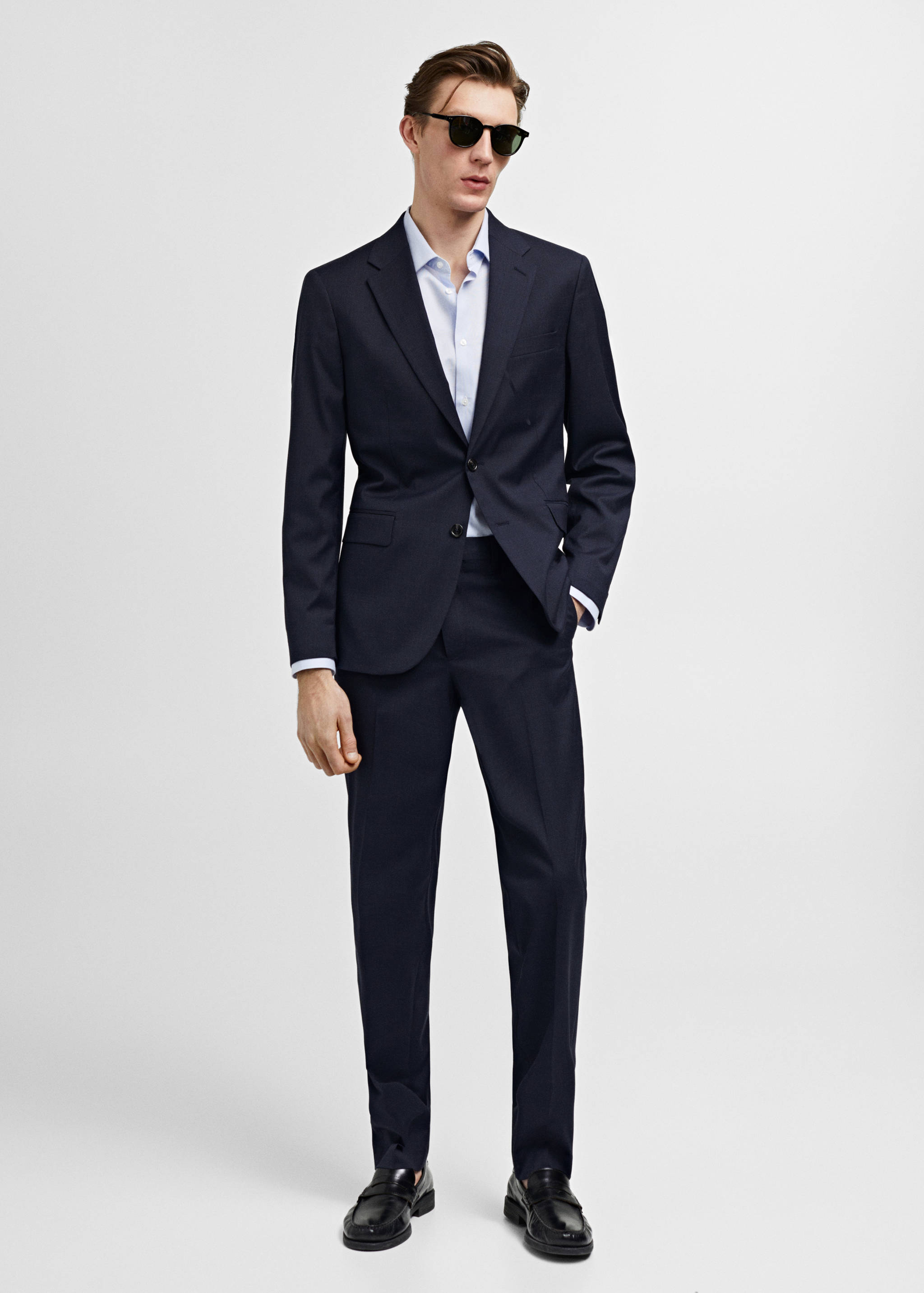 Stretch-fabric slim-fit suit trousers - General plane