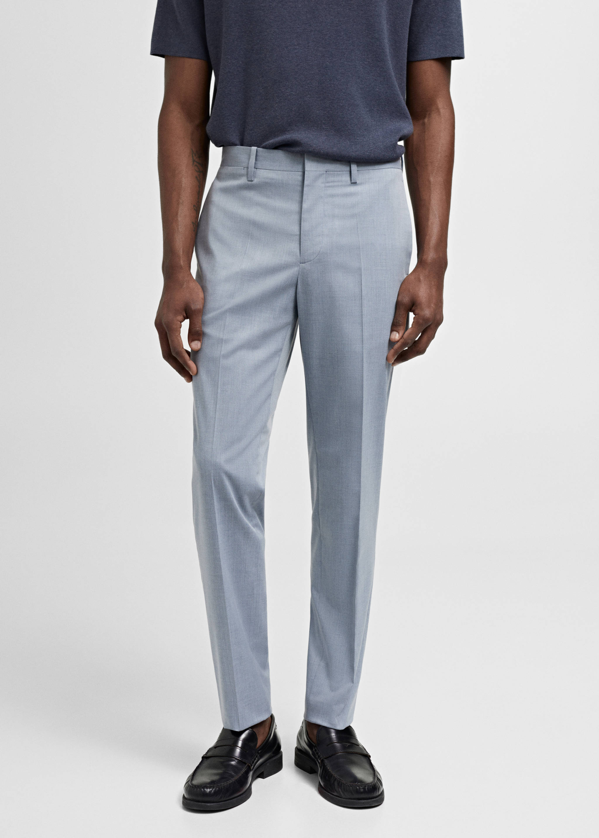 Stretch fabric super slim-fit suit trousers - Medium plane