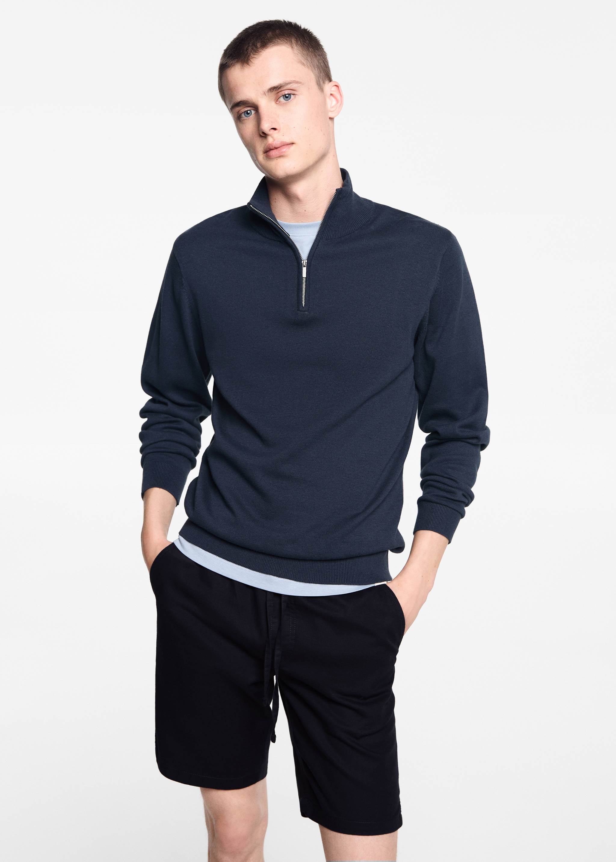 Drawstring linen Bermuda shorts - Medium plane