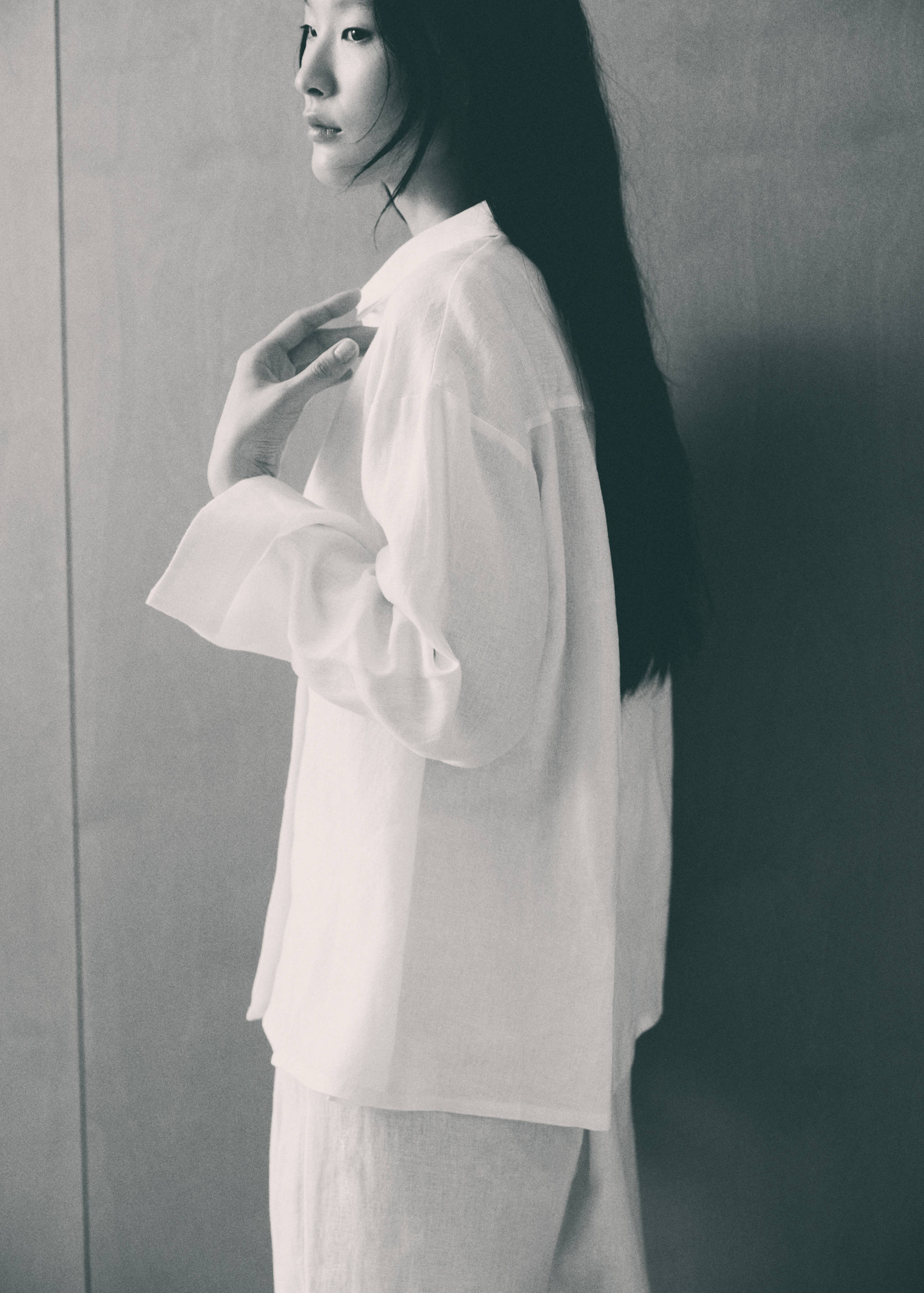 100%亚麻睡衣衬衫 - null