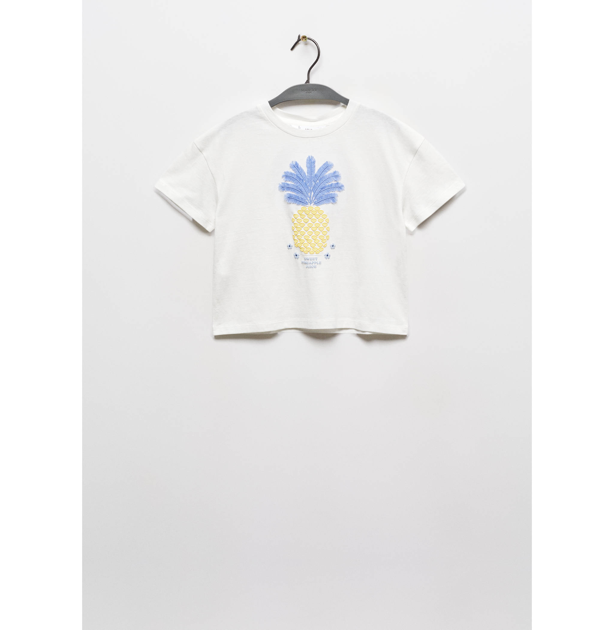 Katoenen T-shirt met ananas in reliëf - Artikel zonder model