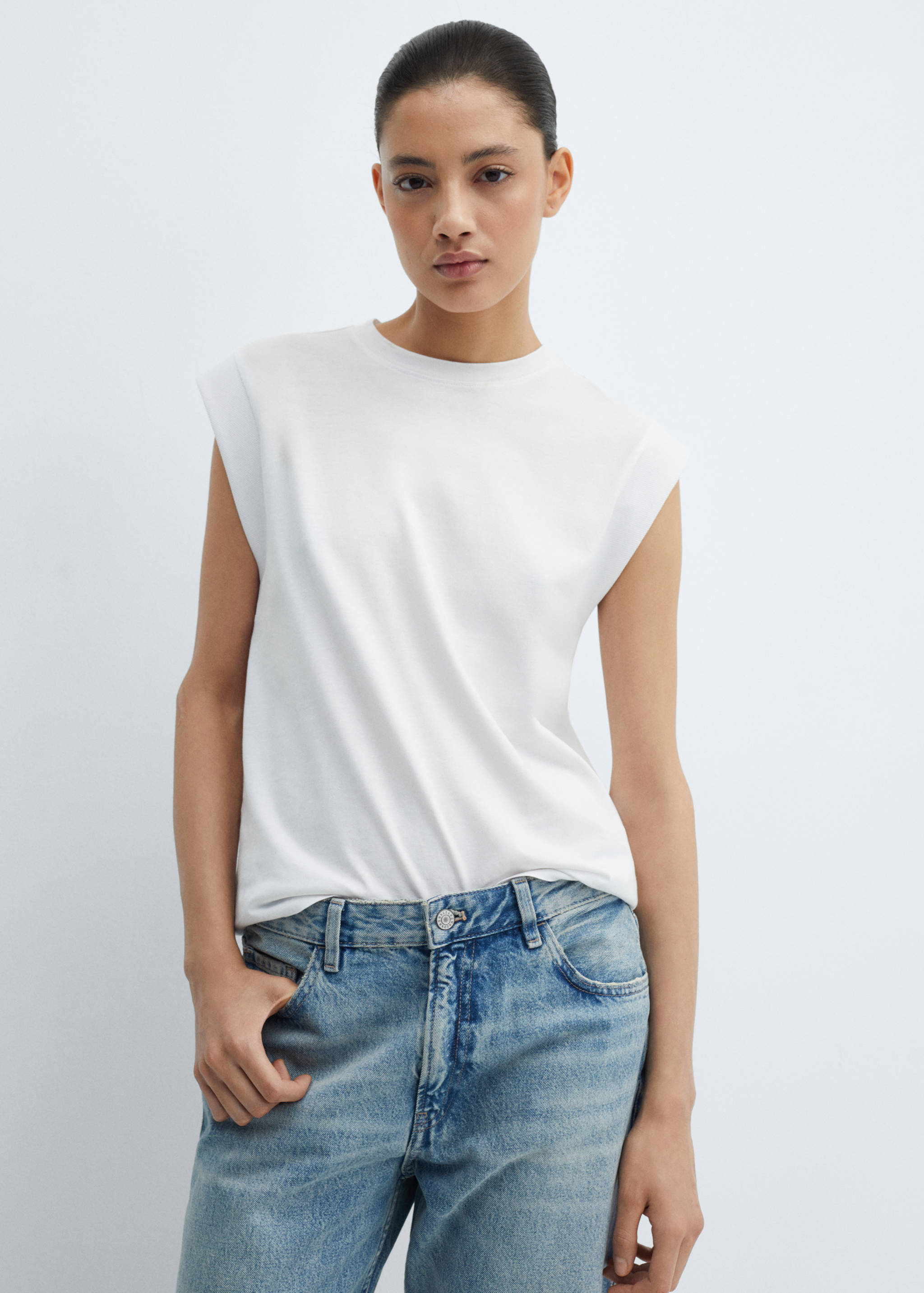 Rounded neck cotton t-shirt - Medium plane