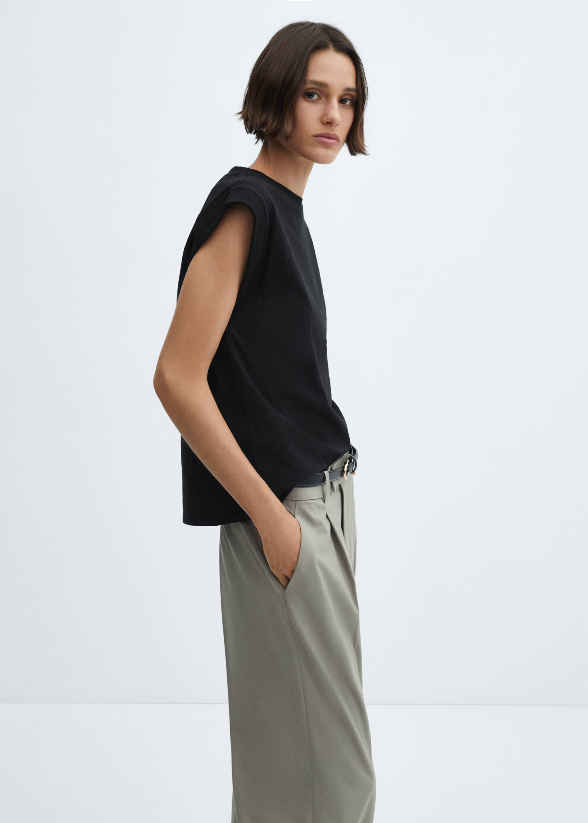 Rounded neck cotton t-shirt - Medium plane