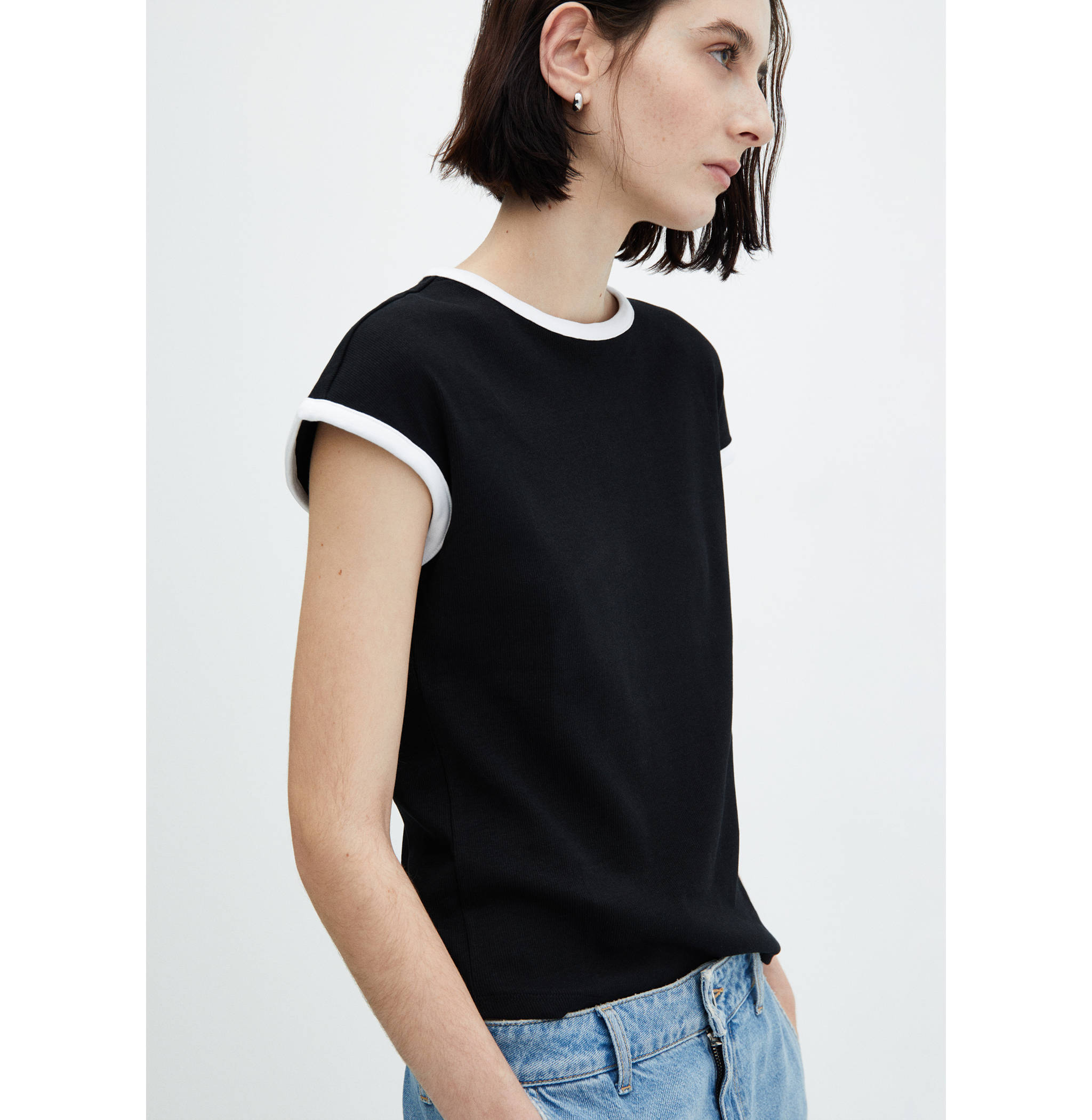 Contrast trim T-shirt - Medium plane