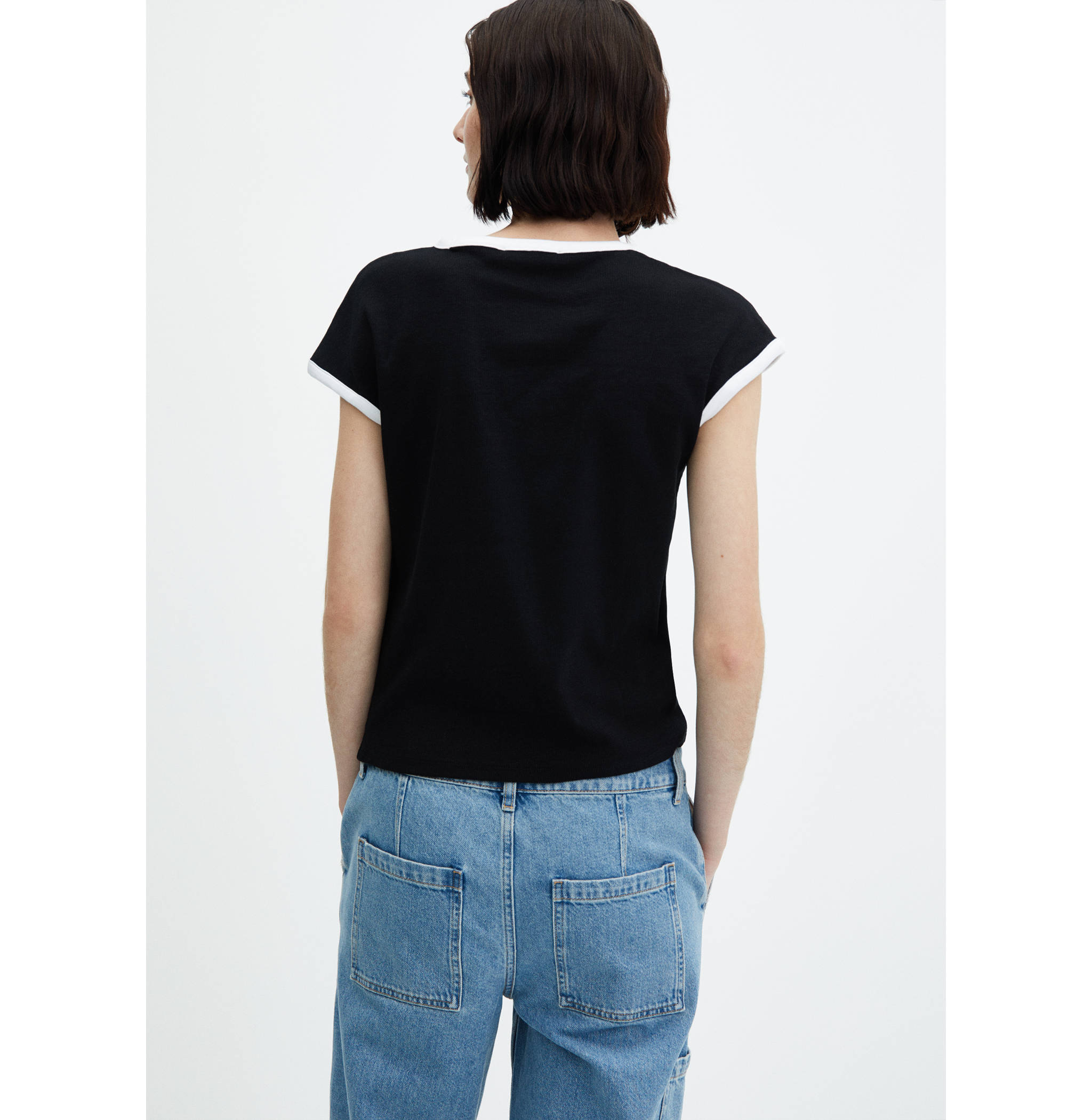 Contrast trim T-shirt - Reverse of the article