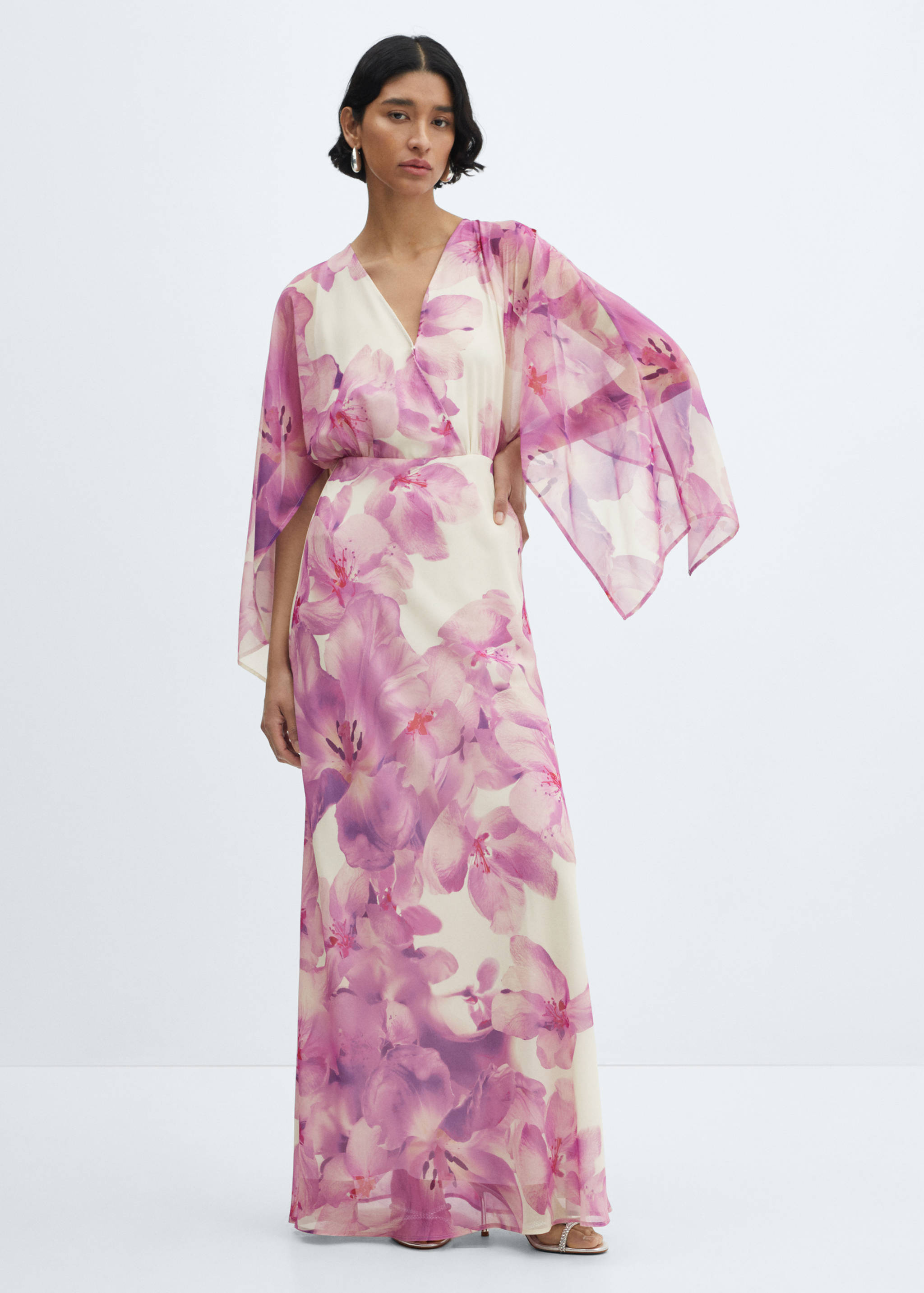 Floral wrap neckline dress - General plane