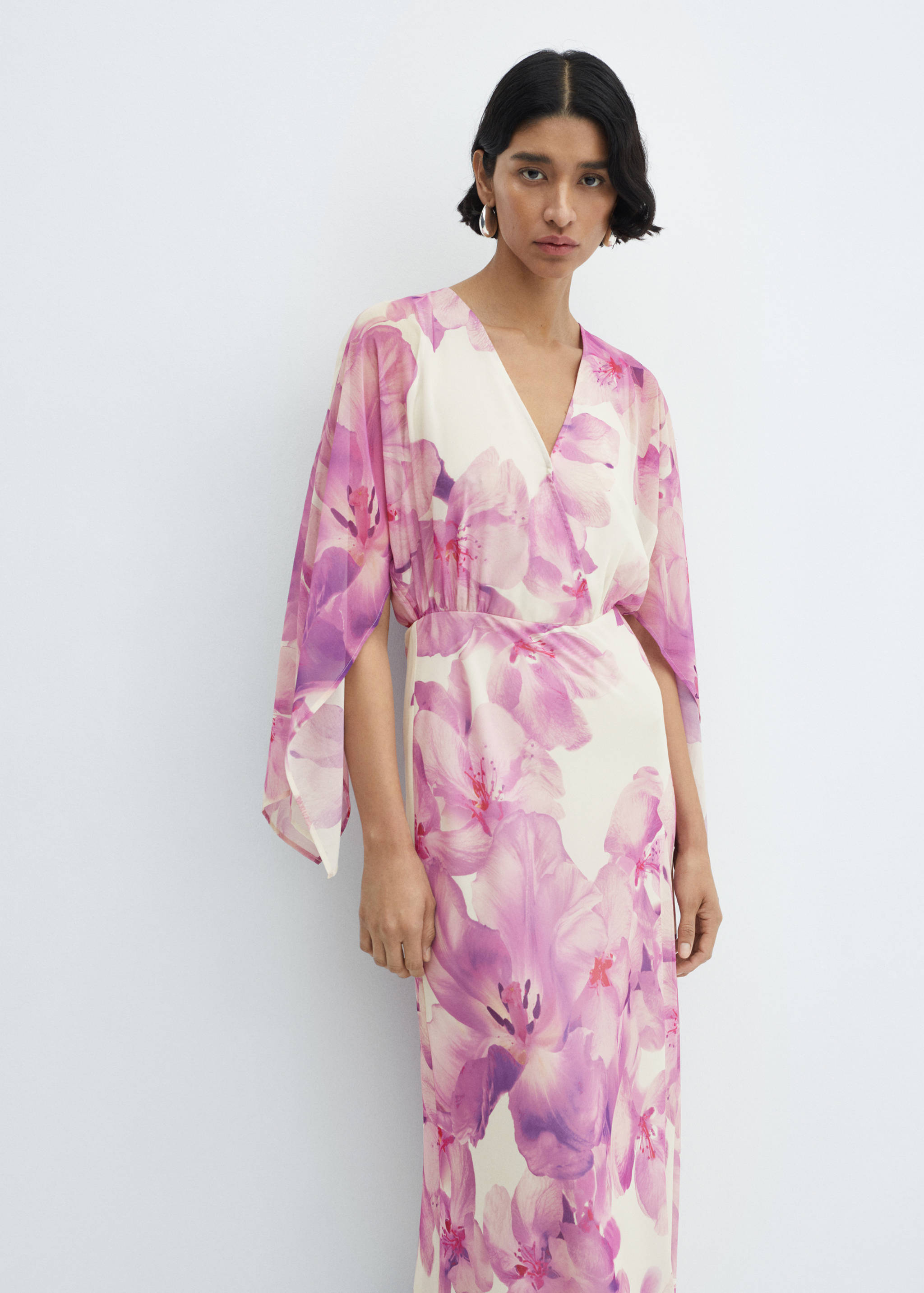 Floral wrap neckline dress - Medium plane