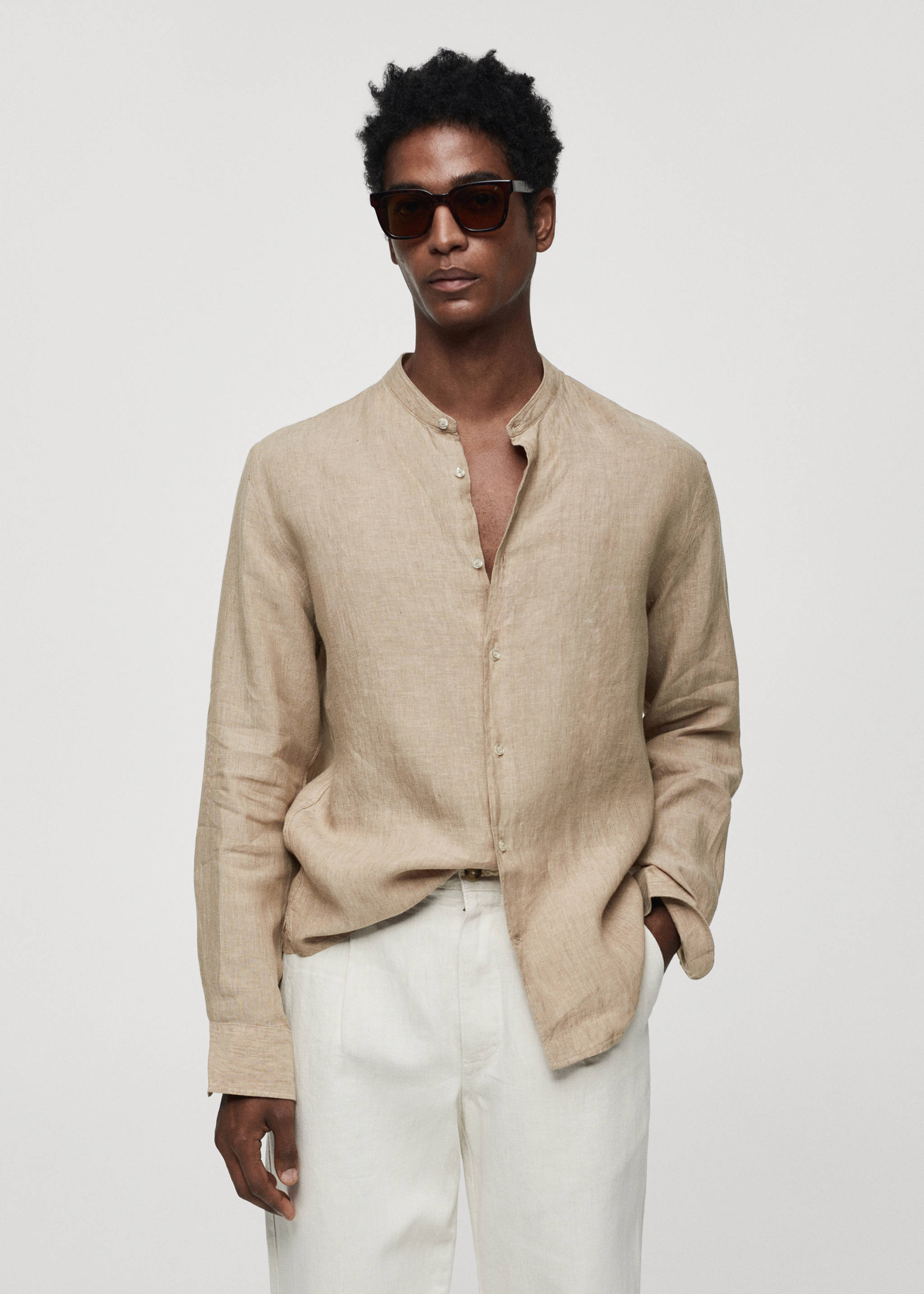 100% linen Mao collar shirt - Medium plane