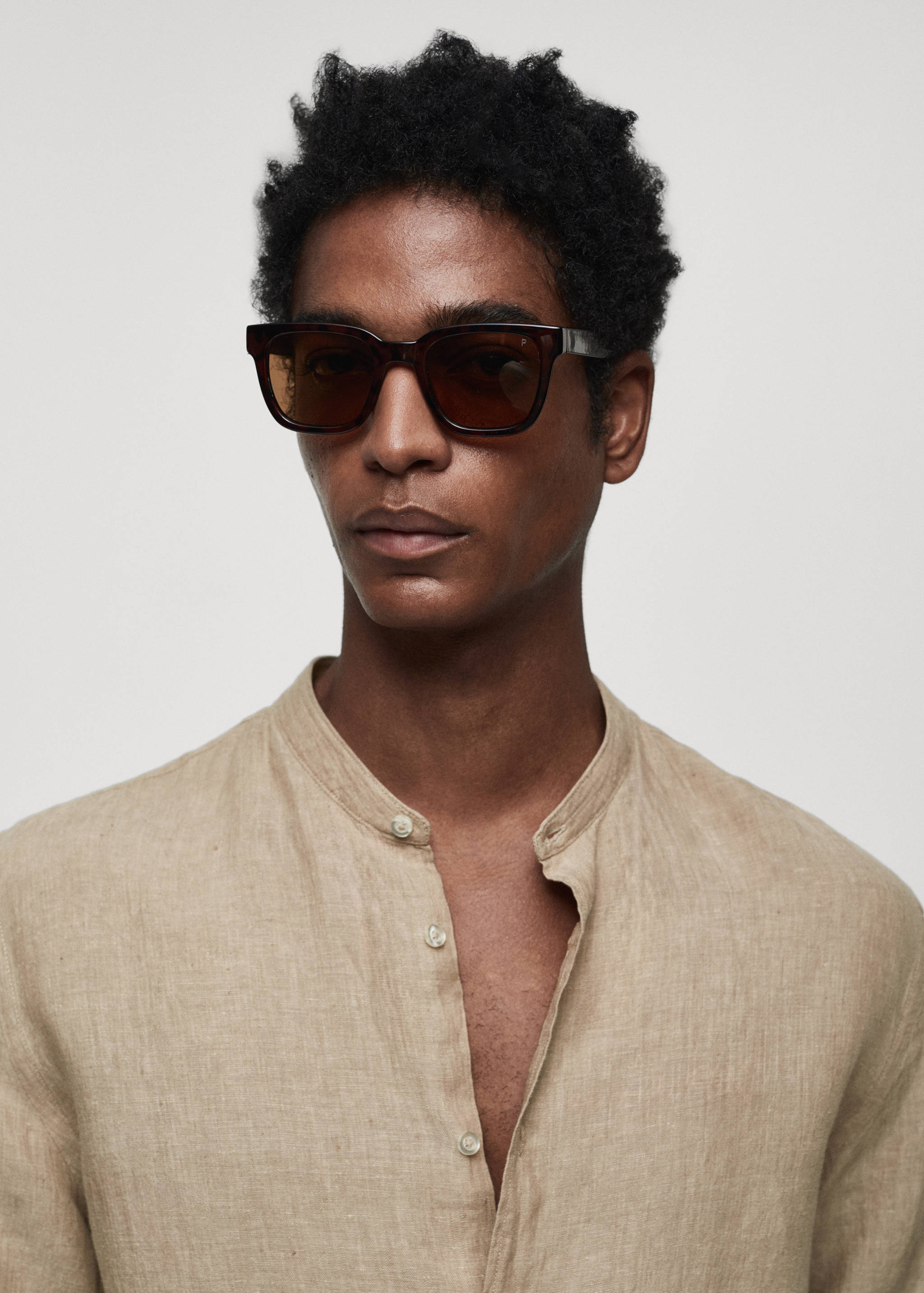 100% linen Mao collar shirt - Details of the article 1