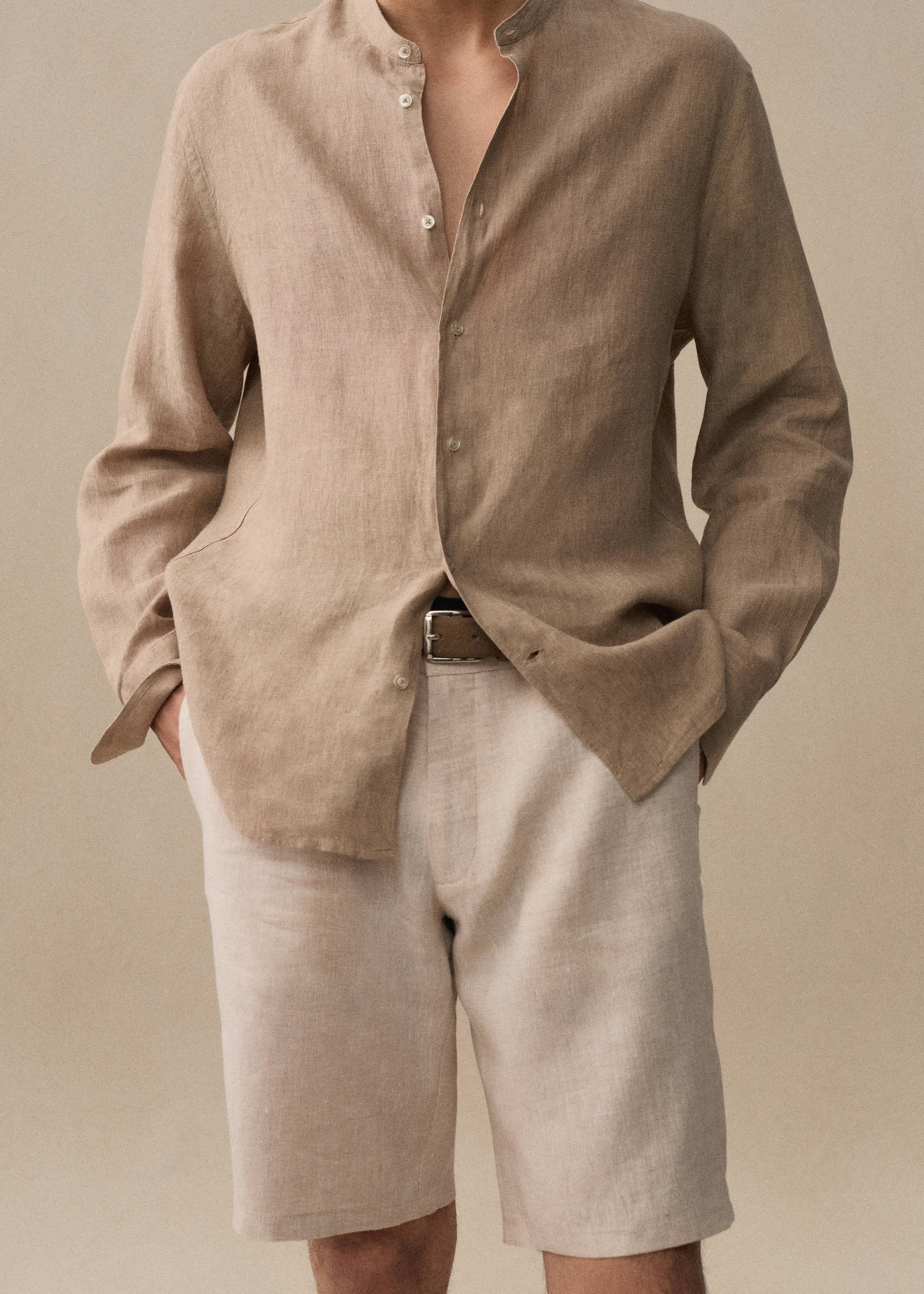 100% linen Mao collar shirt - Details of the article 9
