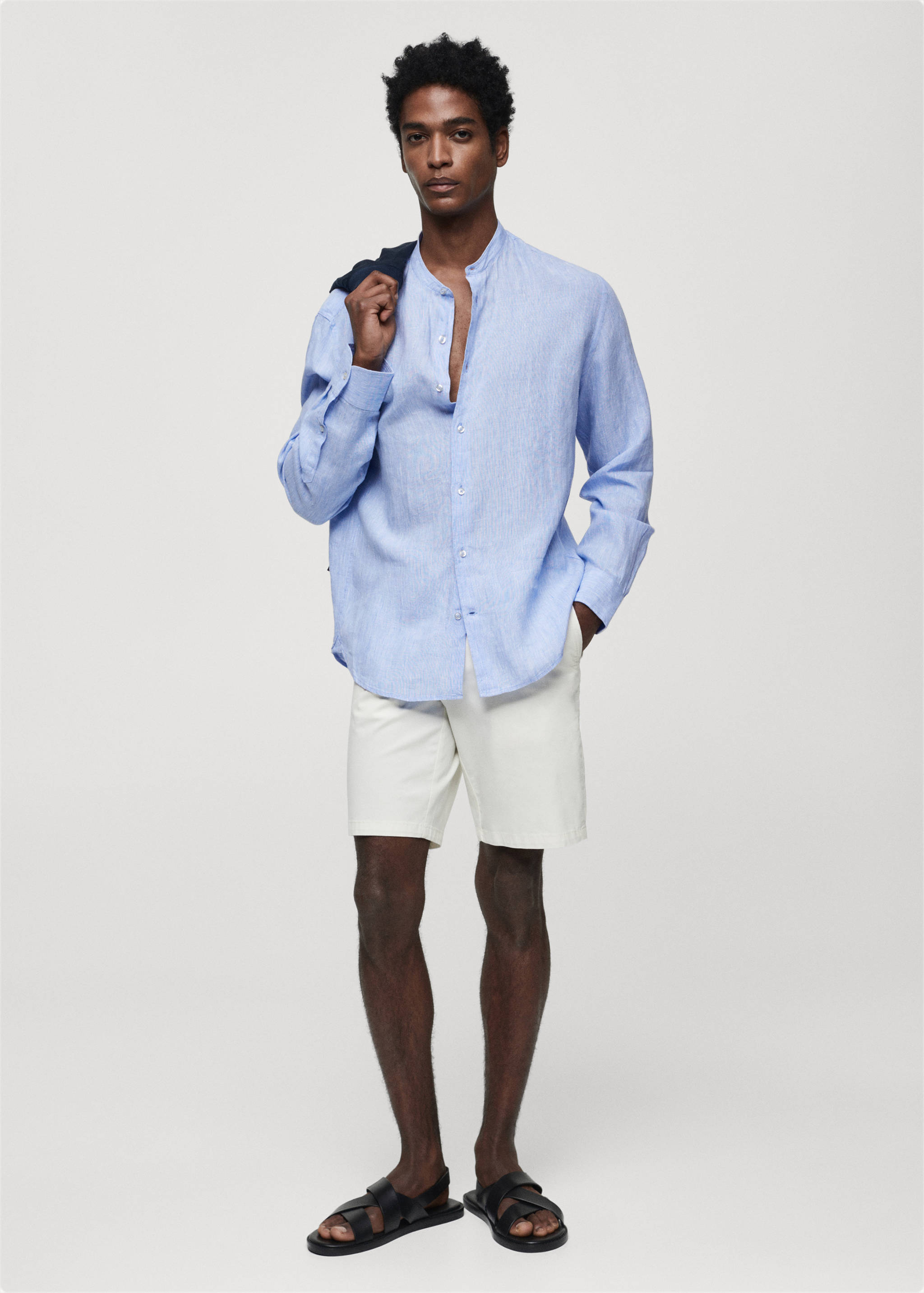 100% linen Mao collar shirt - General plane