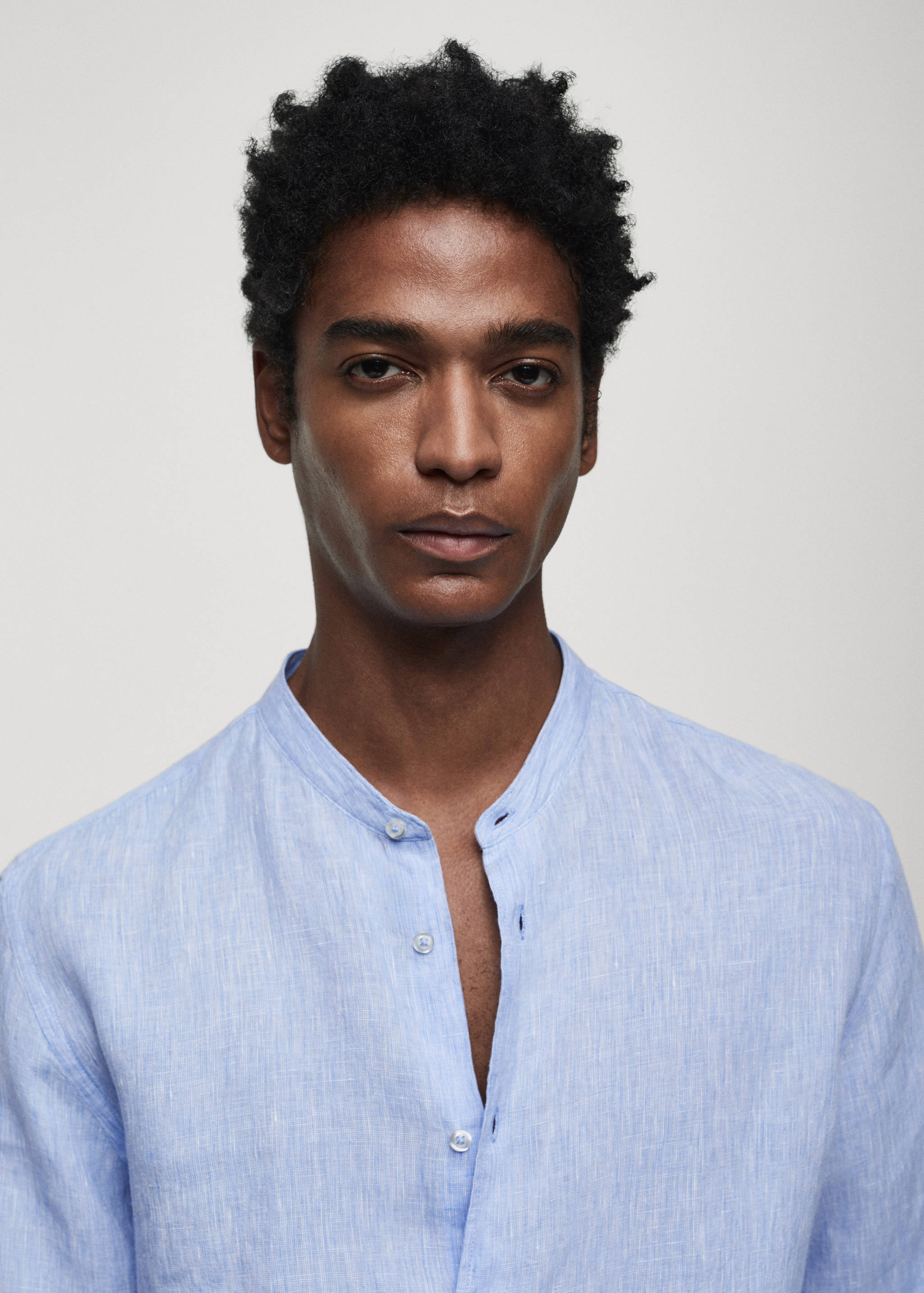 100% linen Mao collar shirt - Details of the article 1