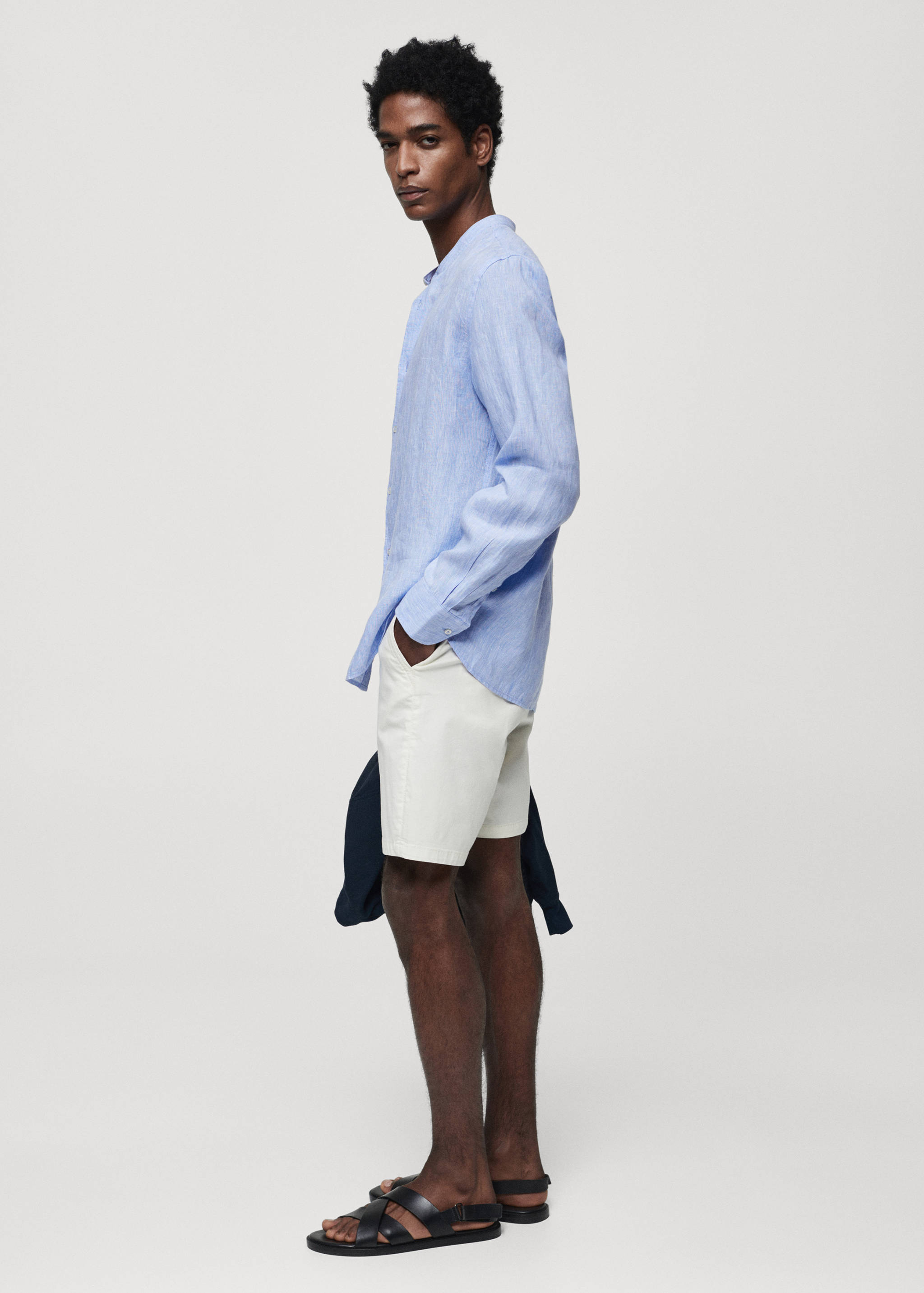 100% linen Mao collar shirt - Details of the article 2