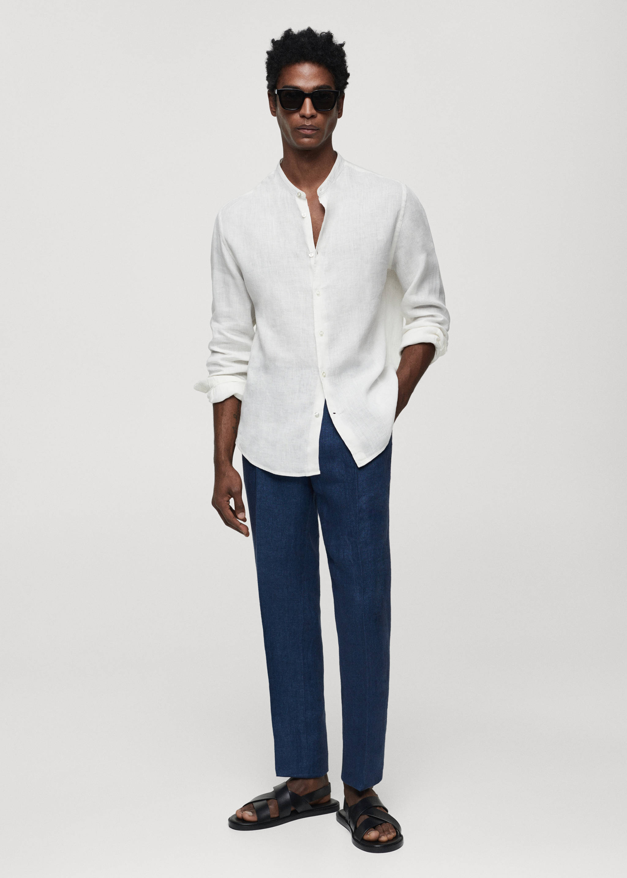 100% linen Mao collar shirt - General plane