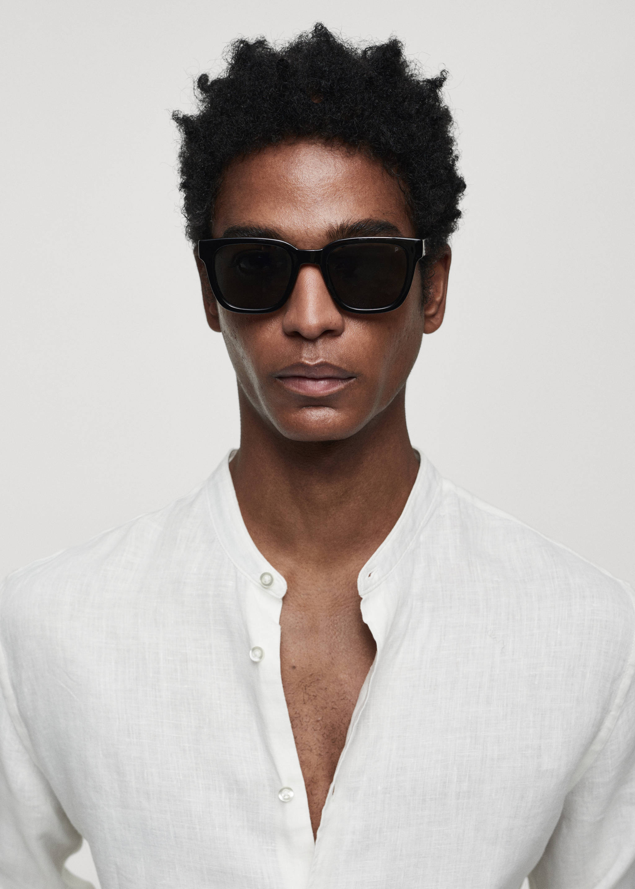 100% linen Mao collar shirt - Details of the article 1