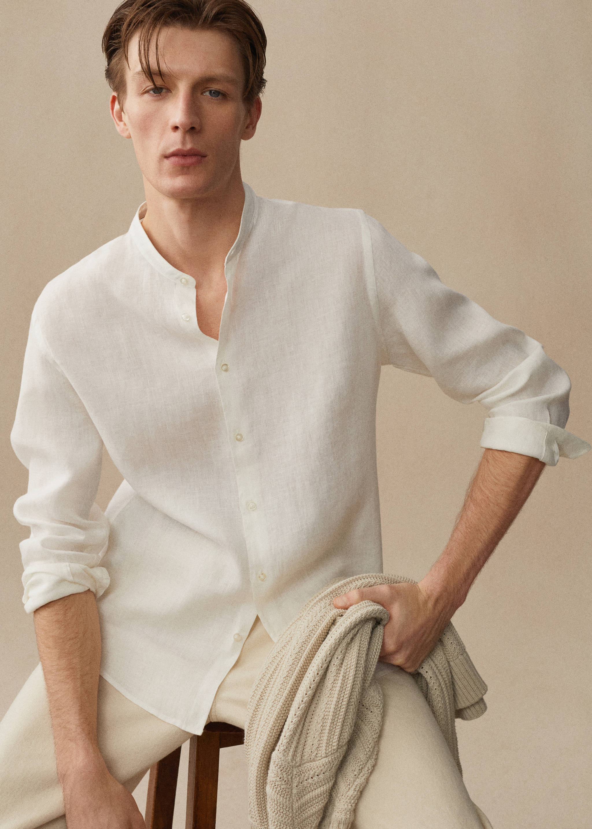 100% linen Mao collar shirt - Details of the article 6