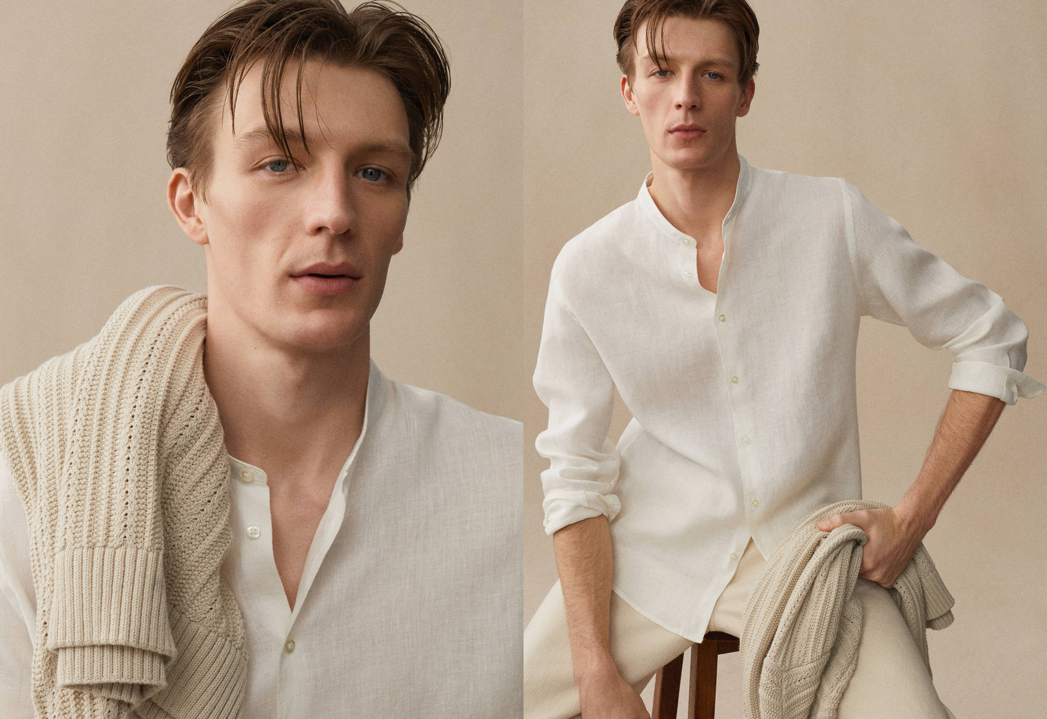 Chemise 100 % lin col mao - Plan panoramique