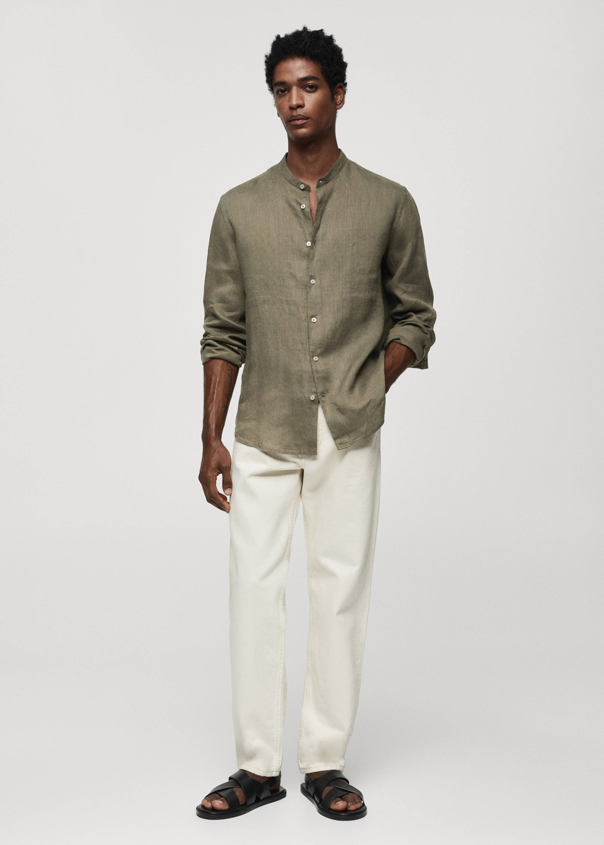 100% linen Mao collar shirt - General plane