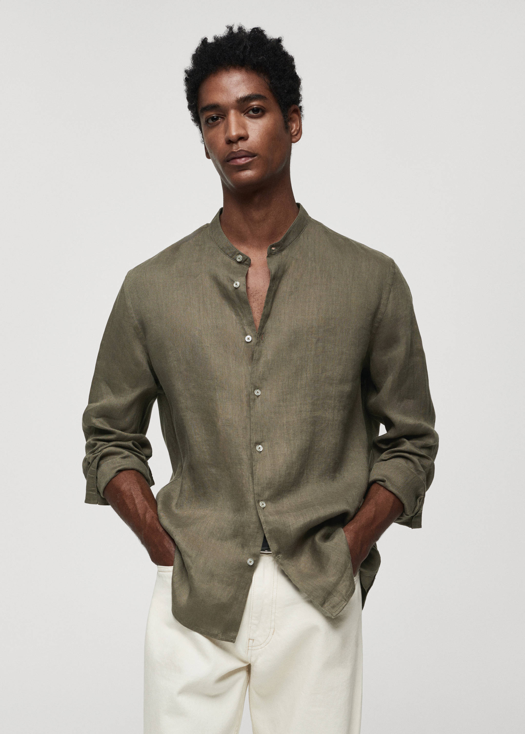 100% linen Mao collar shirt - Medium plane