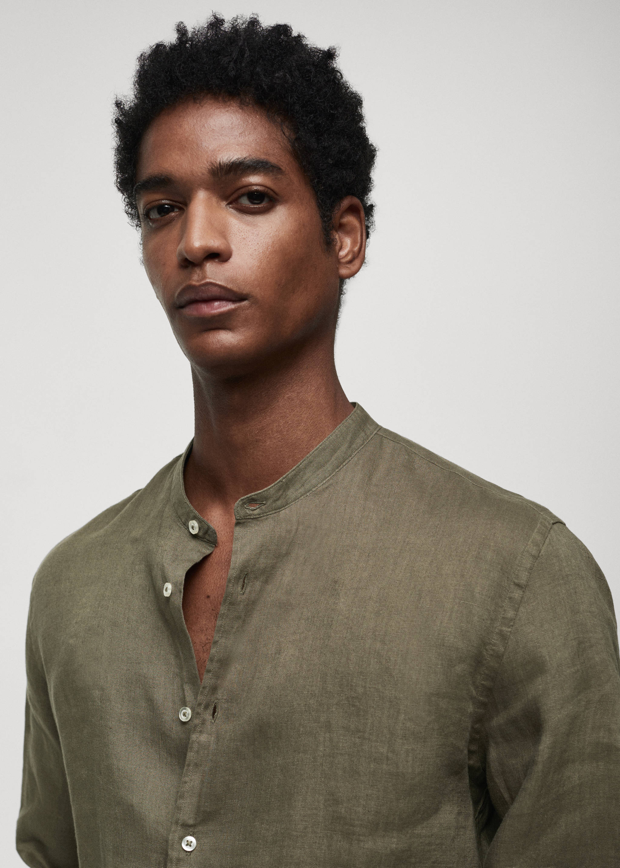 100% linen Mao collar shirt - Details of the article 1