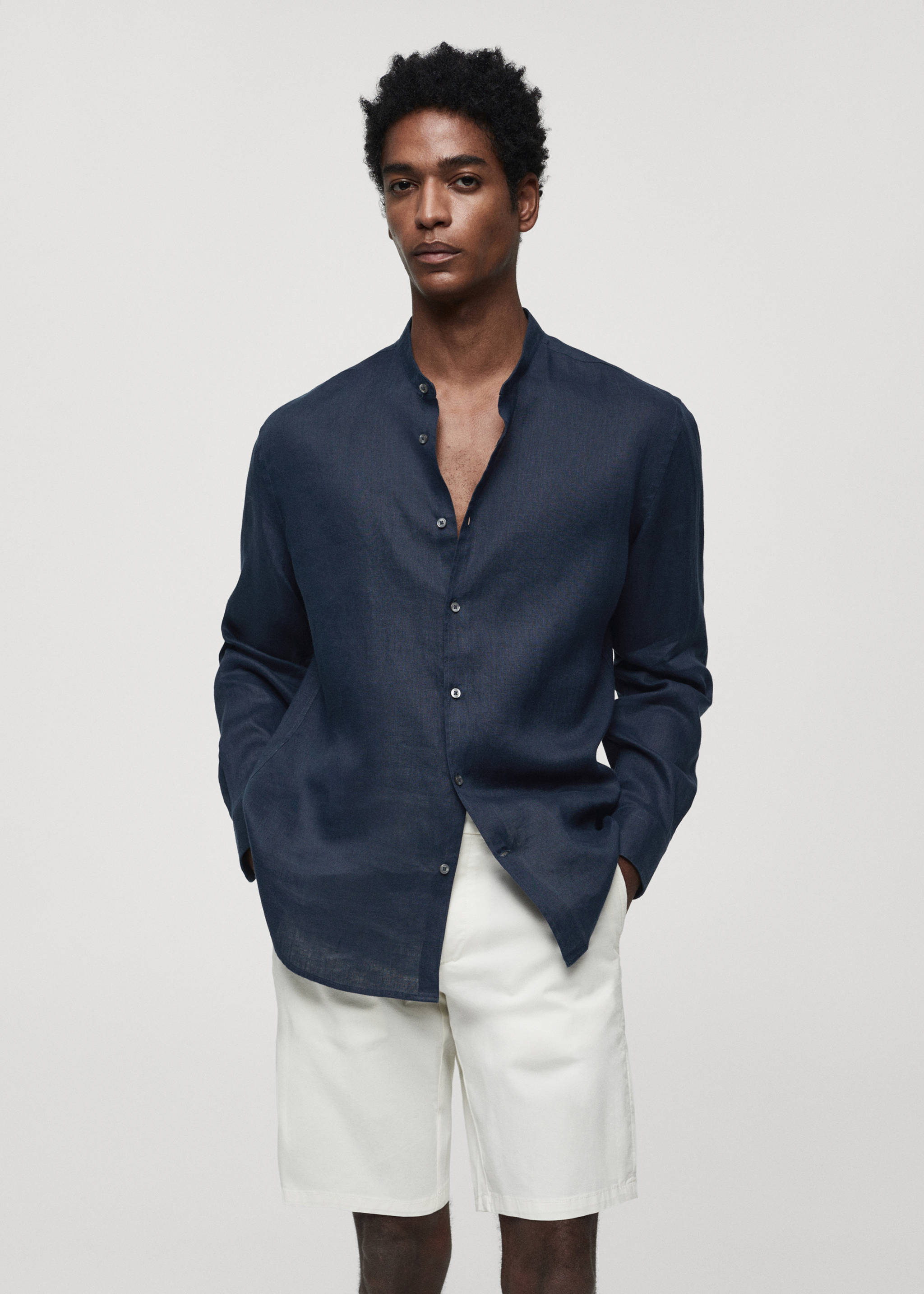 100% linen Mao collar shirt - Medium plane