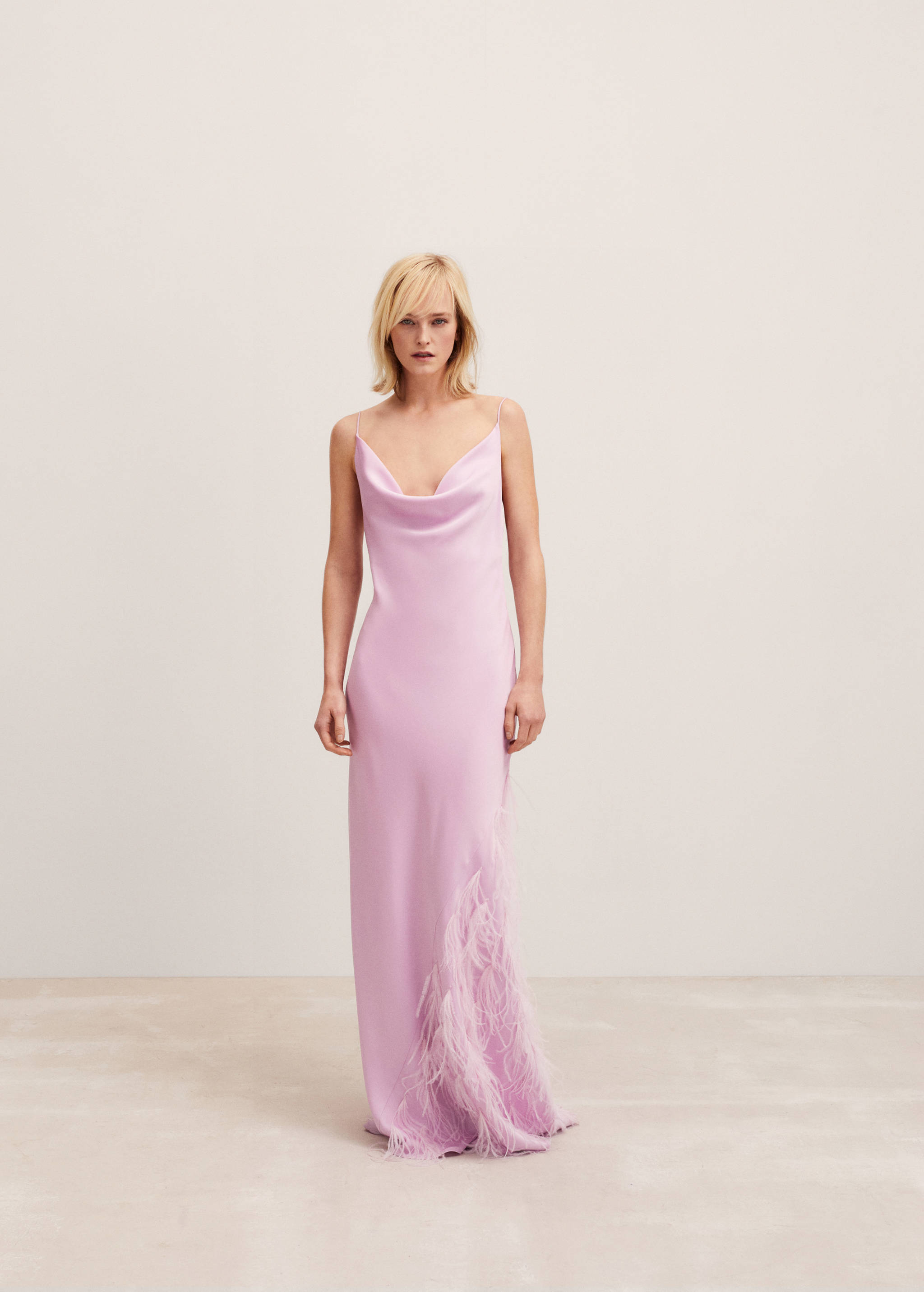 Slip dress with feather detail - General plane