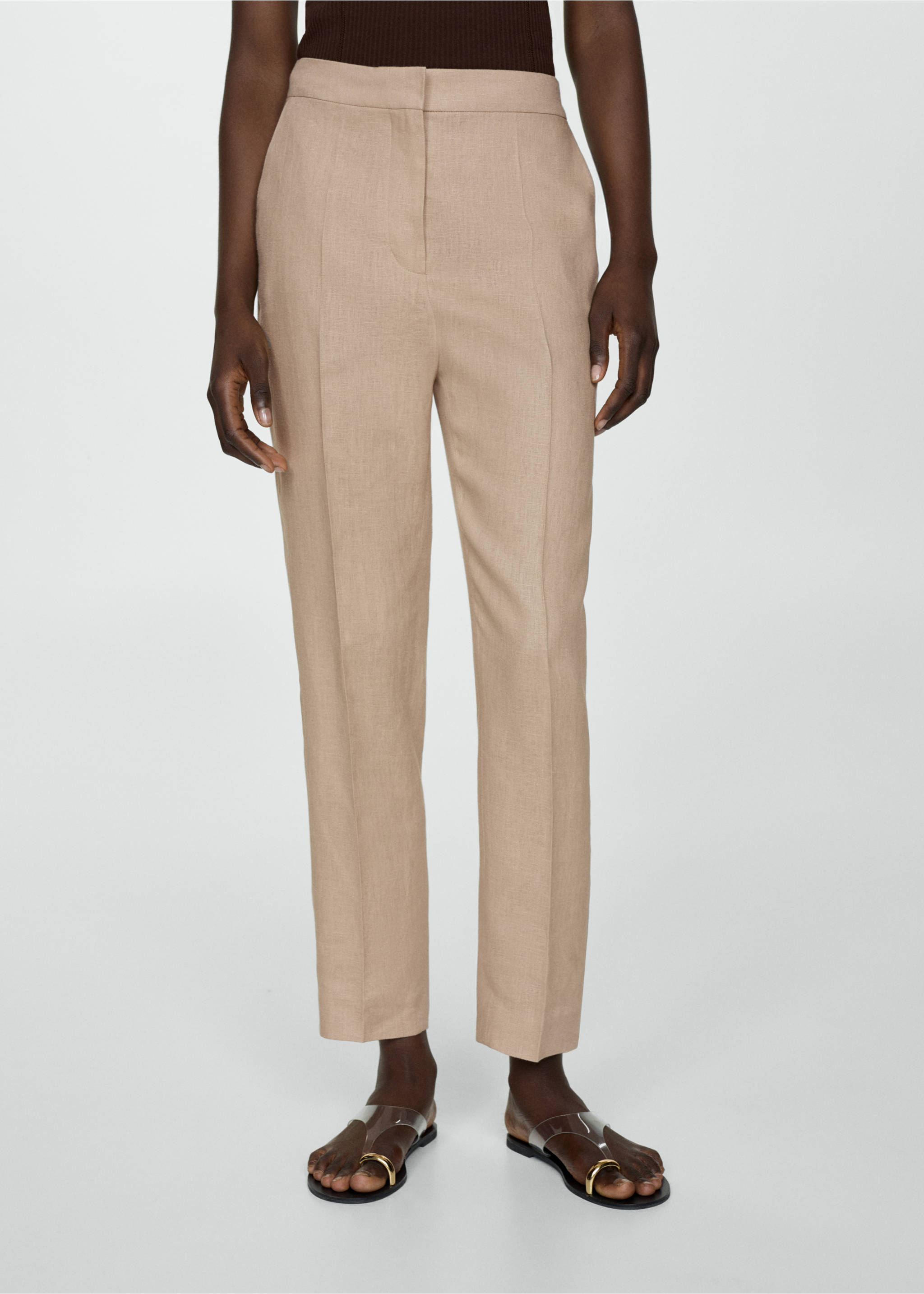 100% linen trousers - Medium plane, Light/Pastel Grey. Ref: 67027113-00.