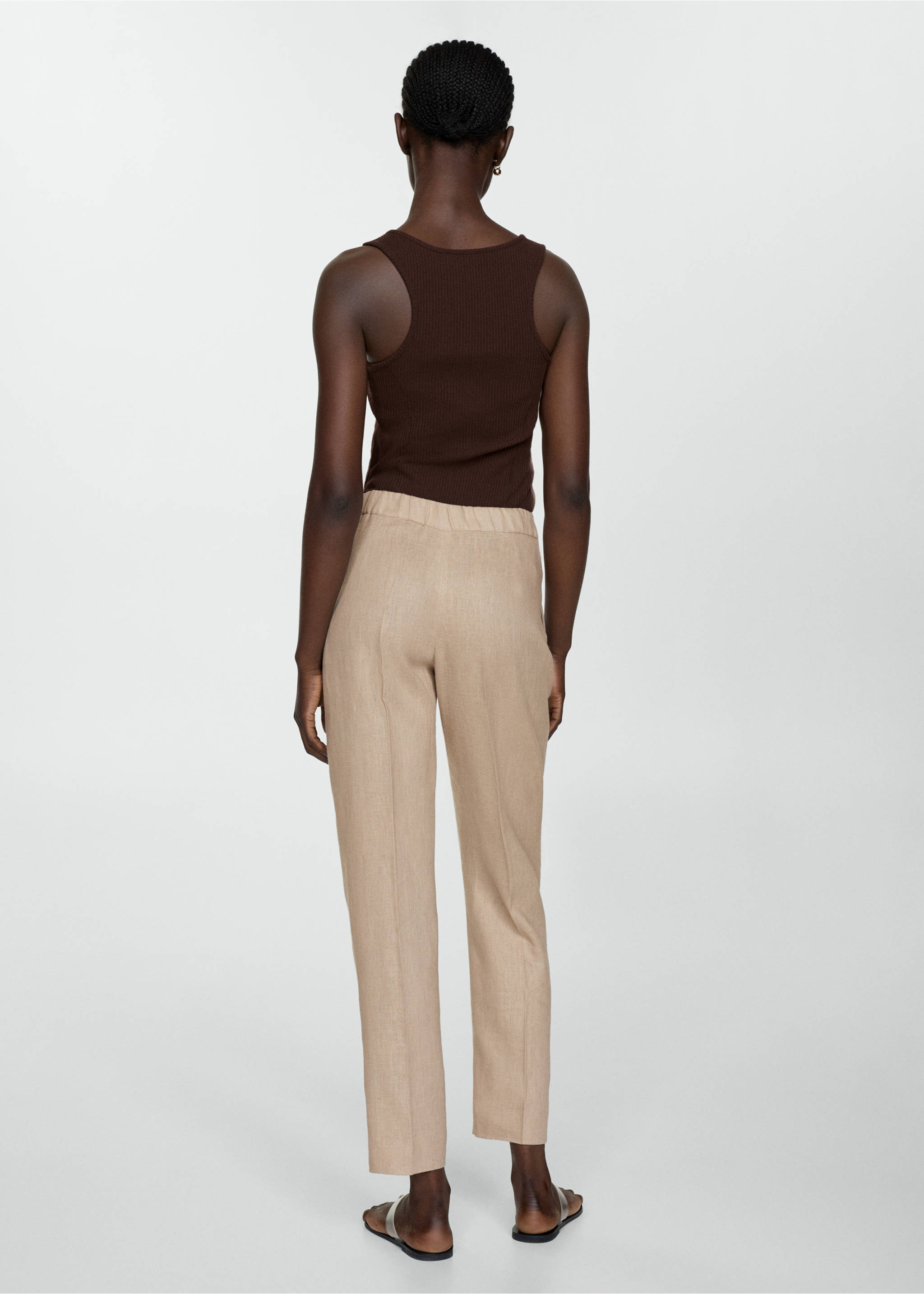 100% linen trousers - Reverse of the article, Light/Pastel Grey. Ref: 67027113-00.