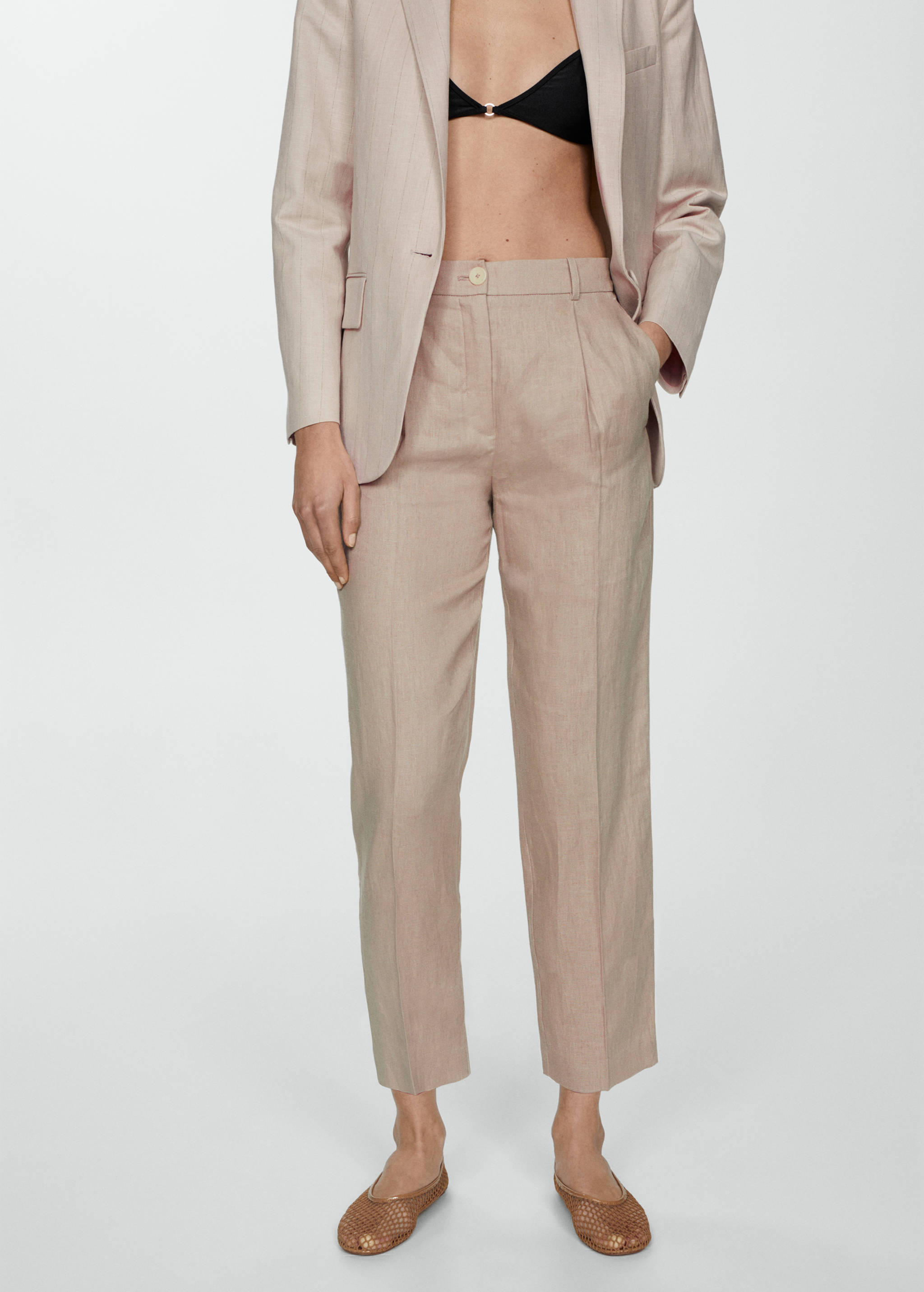 Pantalons crop lli - Pla mig