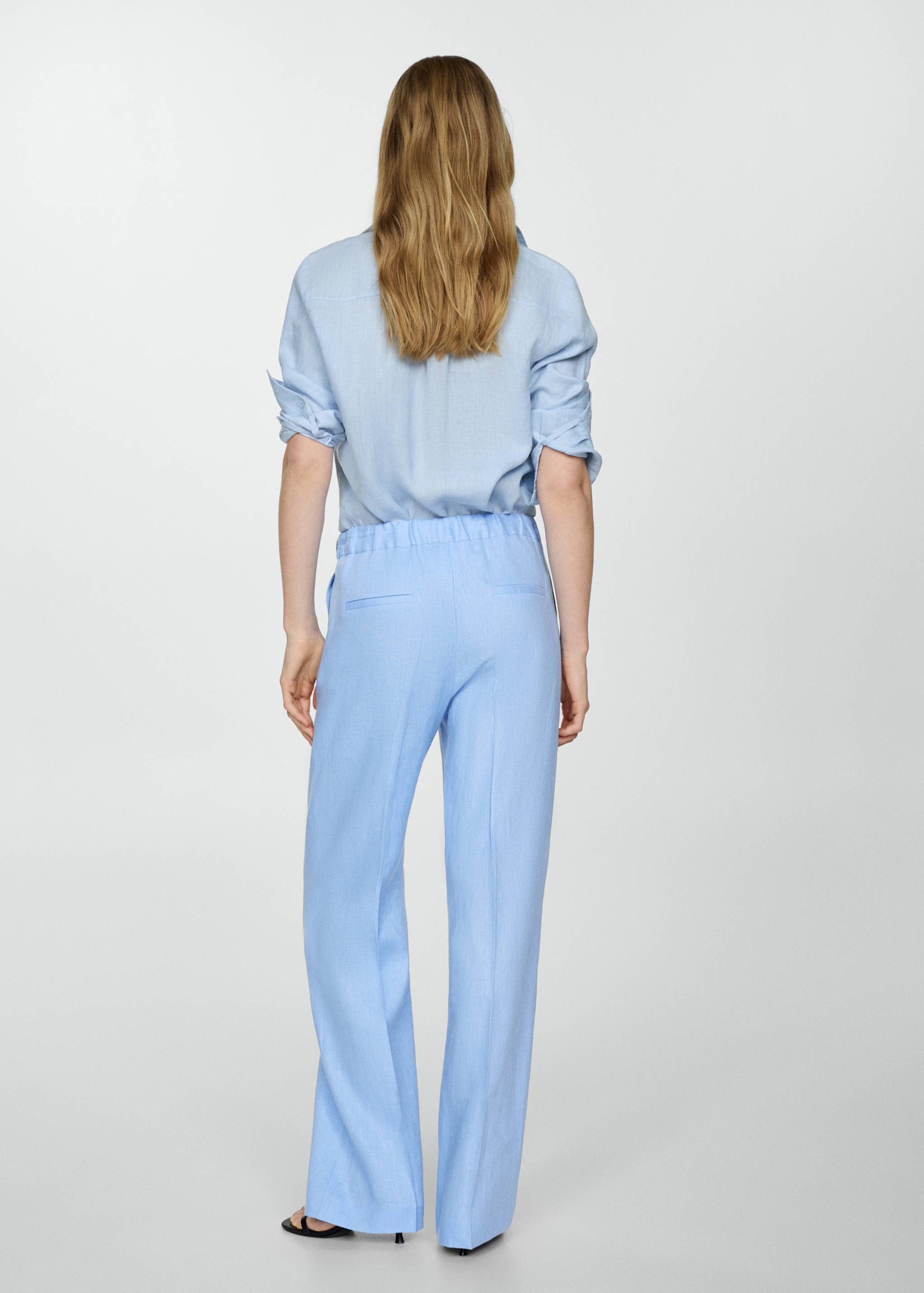 Linen-blend elastic waist pants - Reverse of the article
