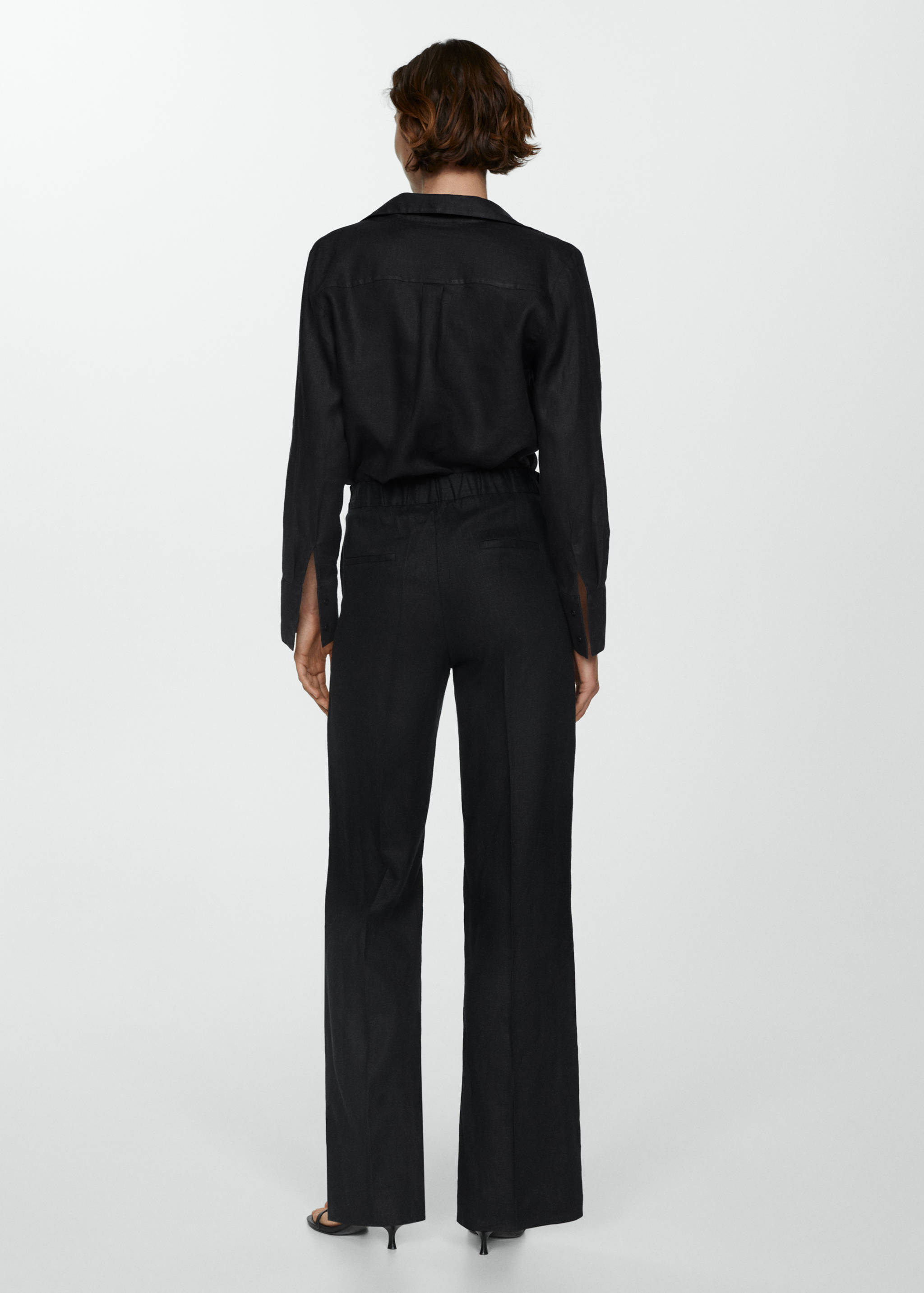 Linen-blend elastic waist pants - Reverse of the article